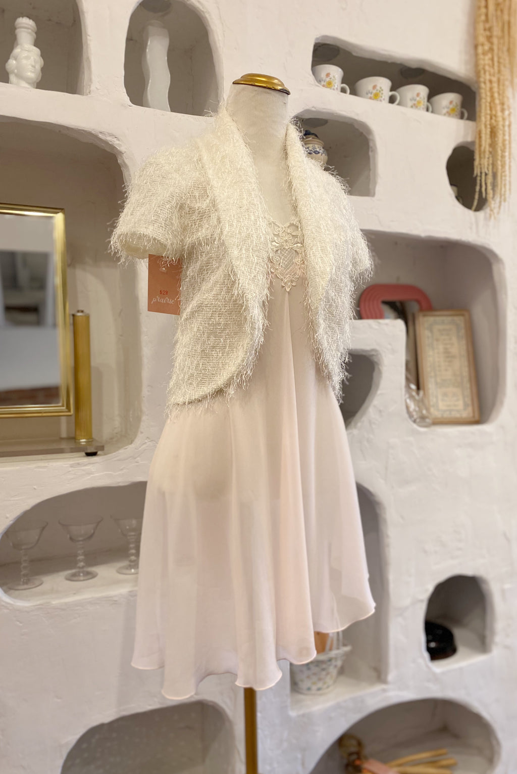 White Fuzzy Eyelash Knit Shrug