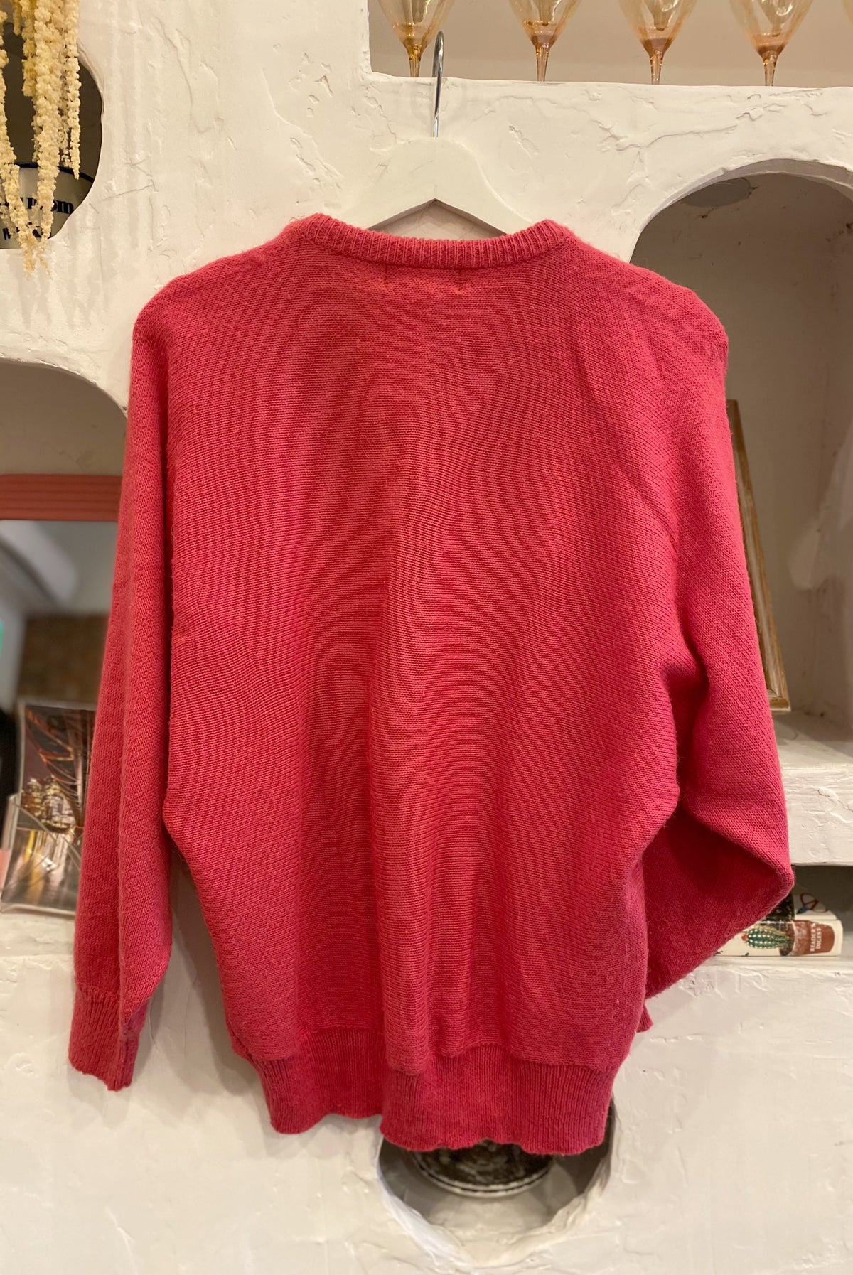 80s Sequin Embellished Magenta Sweater