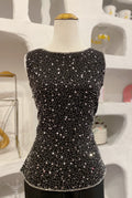 Black Sequin & Beaded Tank