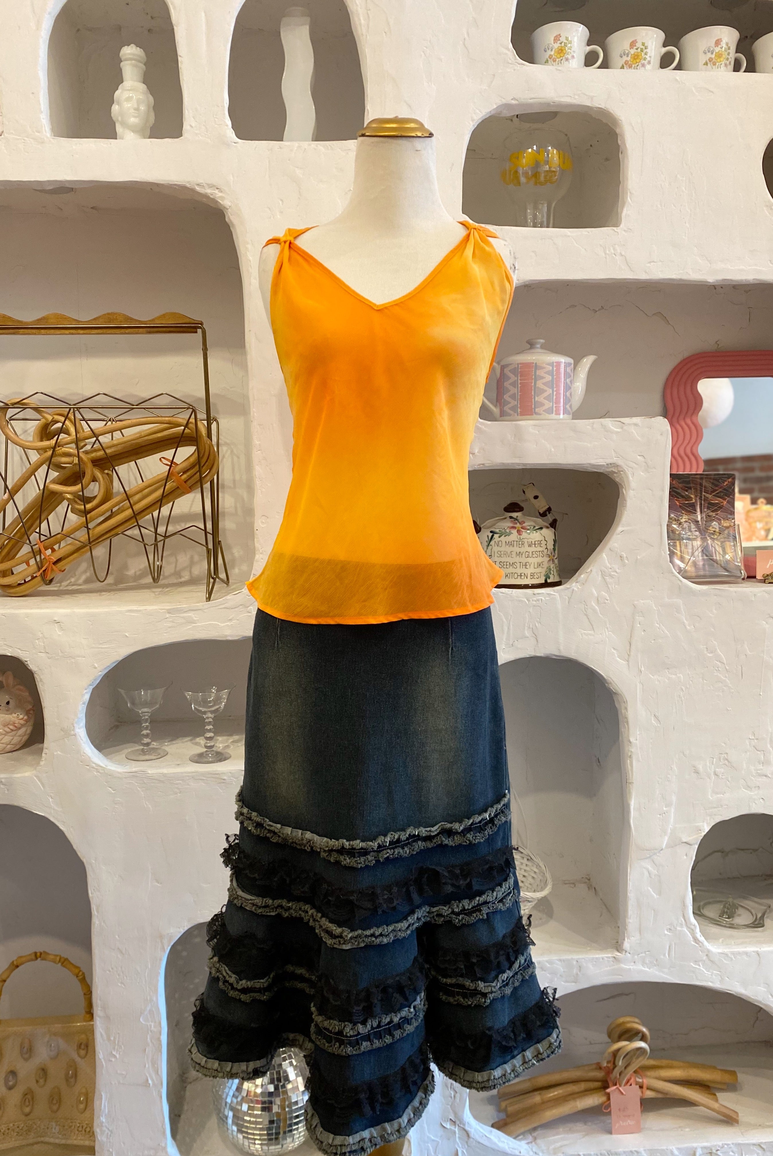 Ruffle Jean Skirt