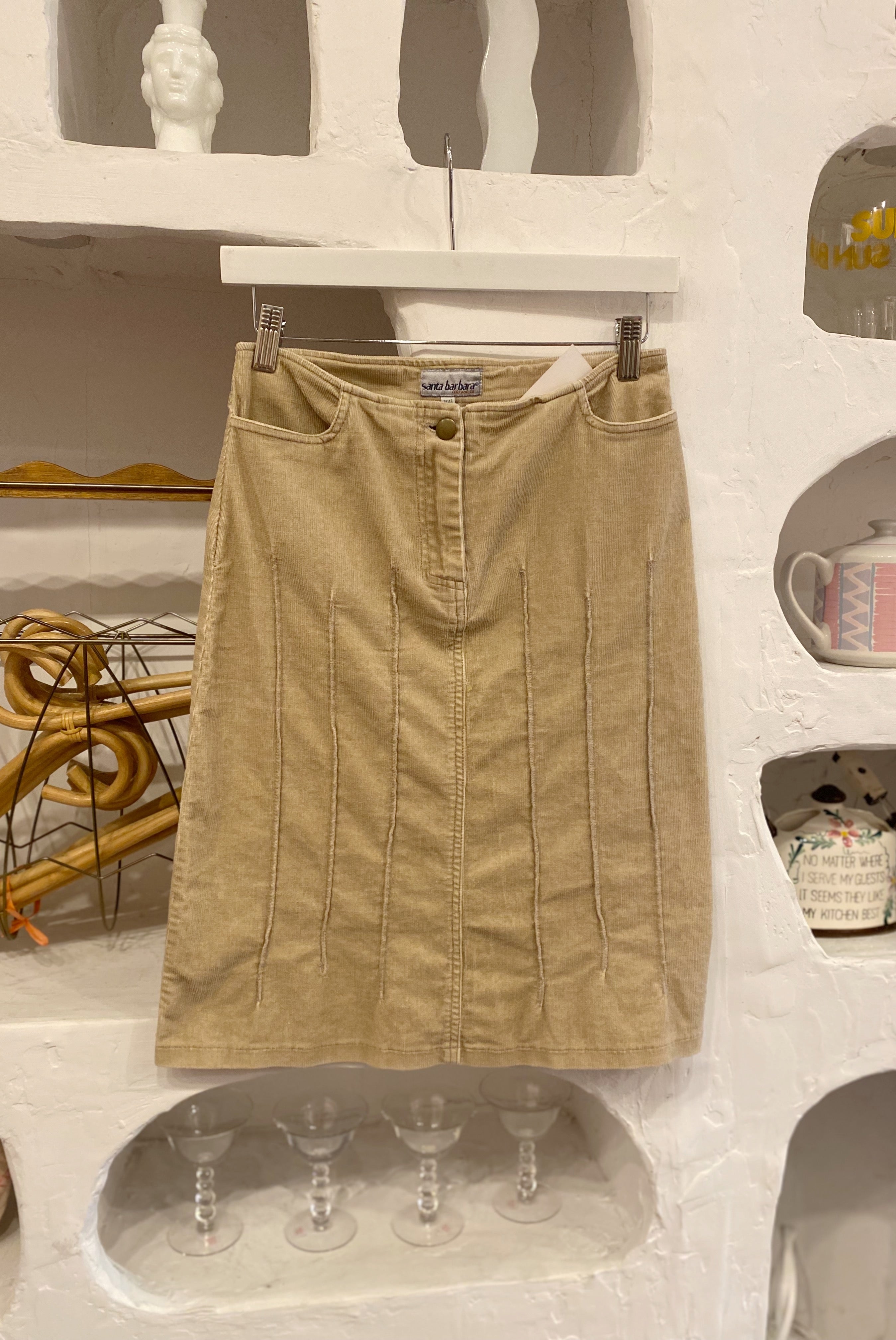 90s Tan Corduroy Skirt