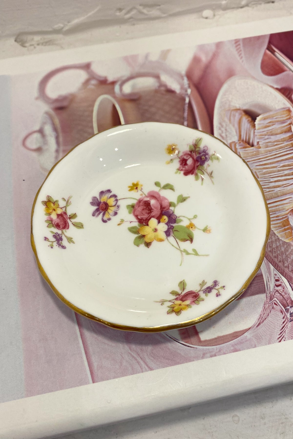 Mid Century Floral Butter Pat Dish