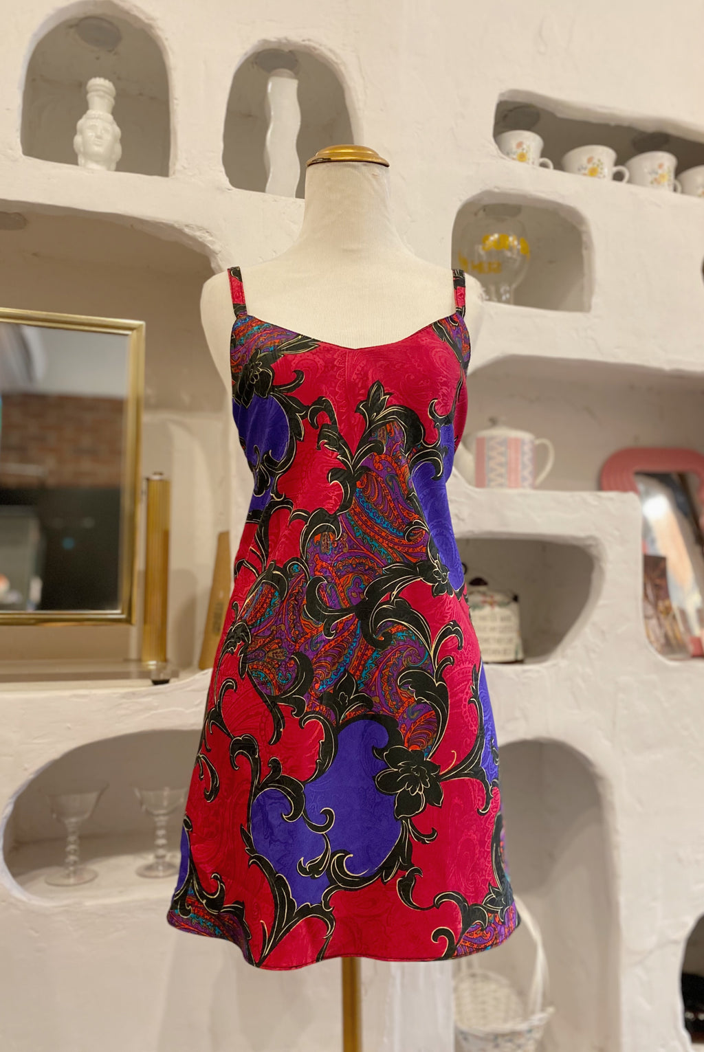 90s Baroque Satin Slip Dress