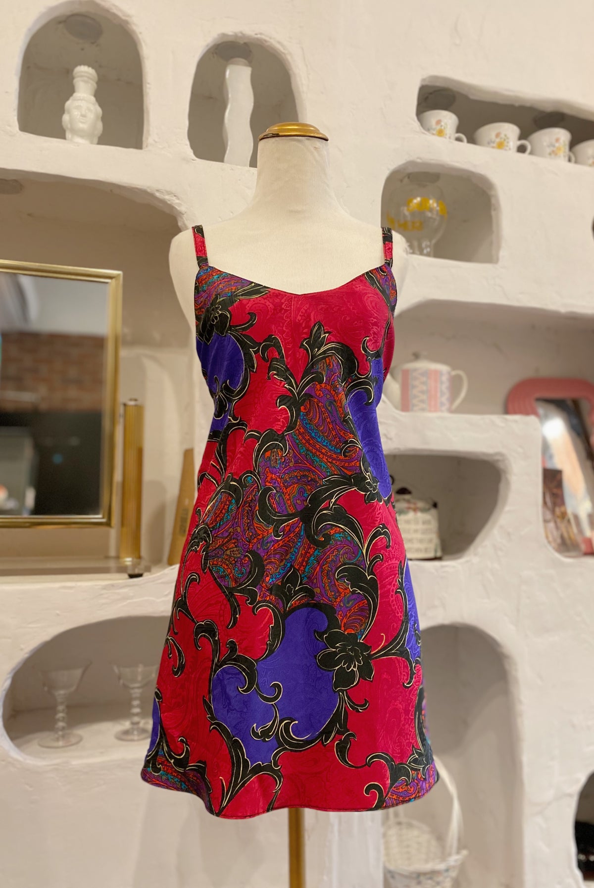 90s Baroque Satin Slip Dress