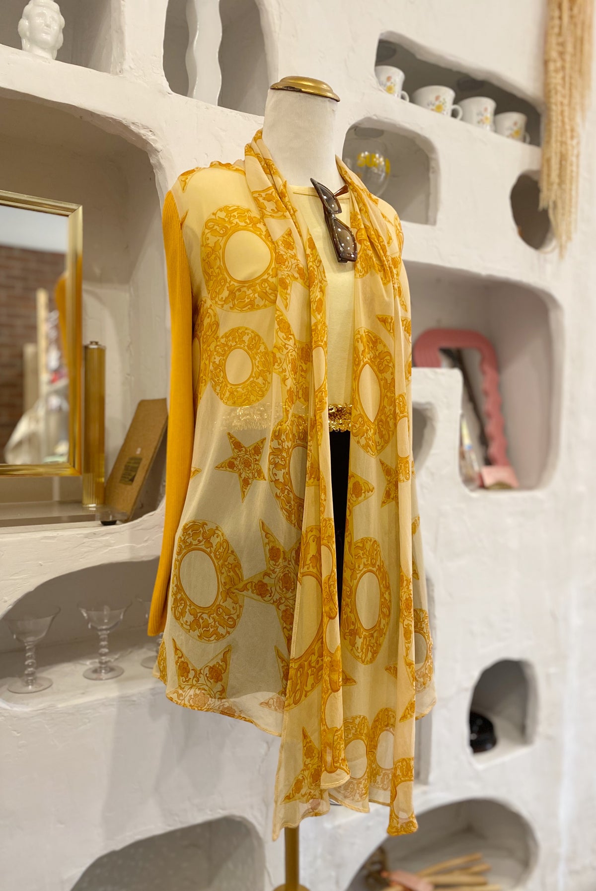 Celine Paris Mustard Mesh Cardigan