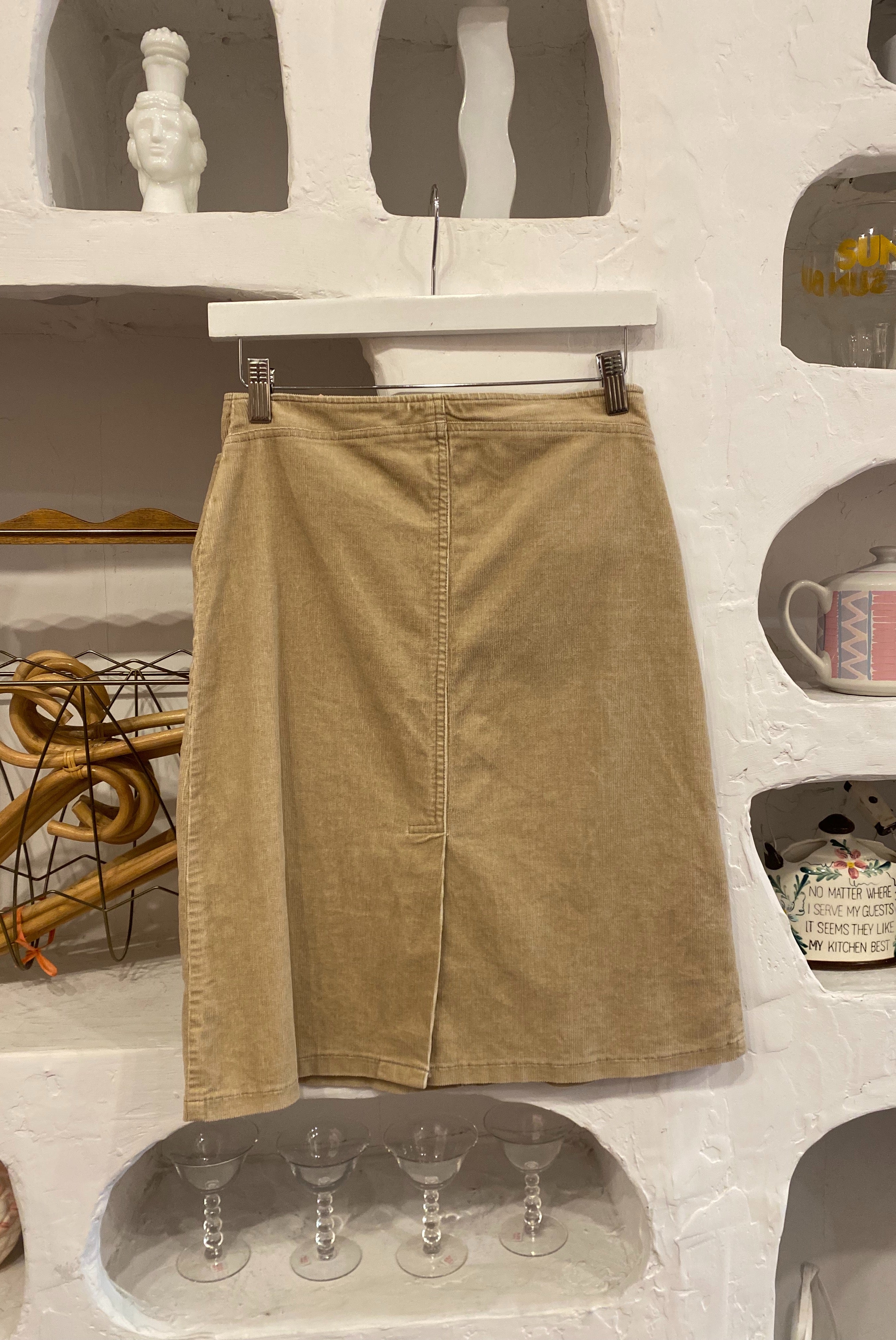 90s Tan Corduroy Skirt