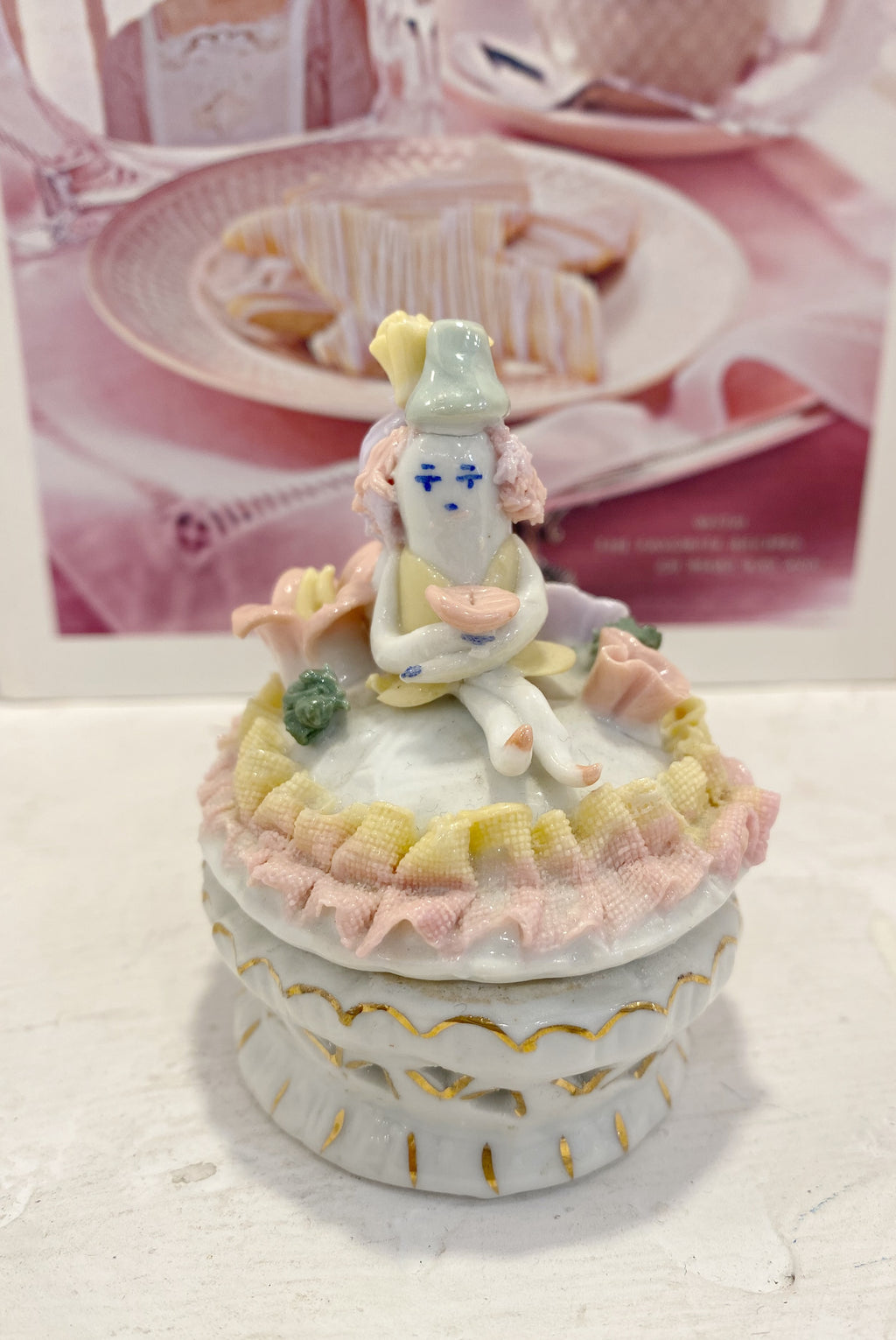 Porcelain Fairy Lidded Trinket Jar