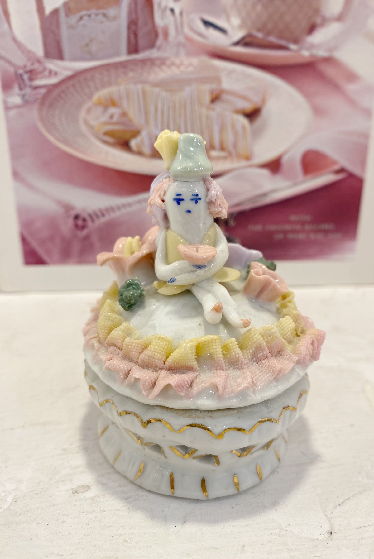 Porcelain Fairy Lidded Trinket Jar