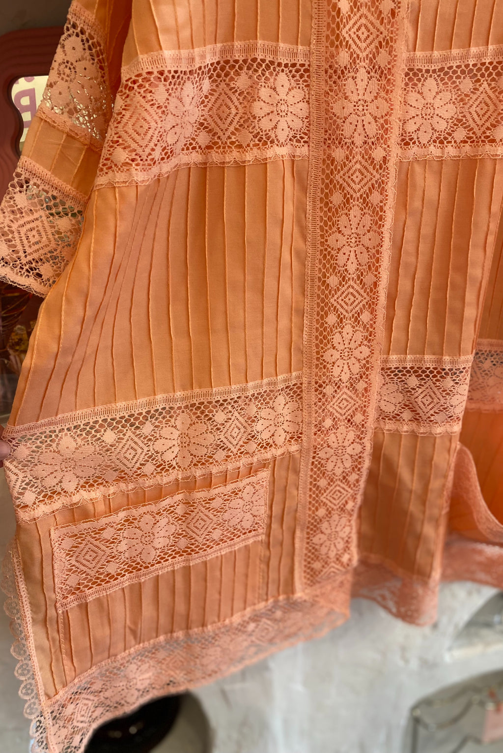 Peach Mexican Cotton Pleated Duster