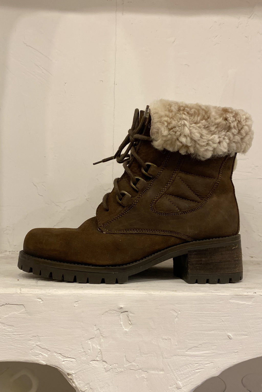 Suede Boots with Faux Fur Cuffs