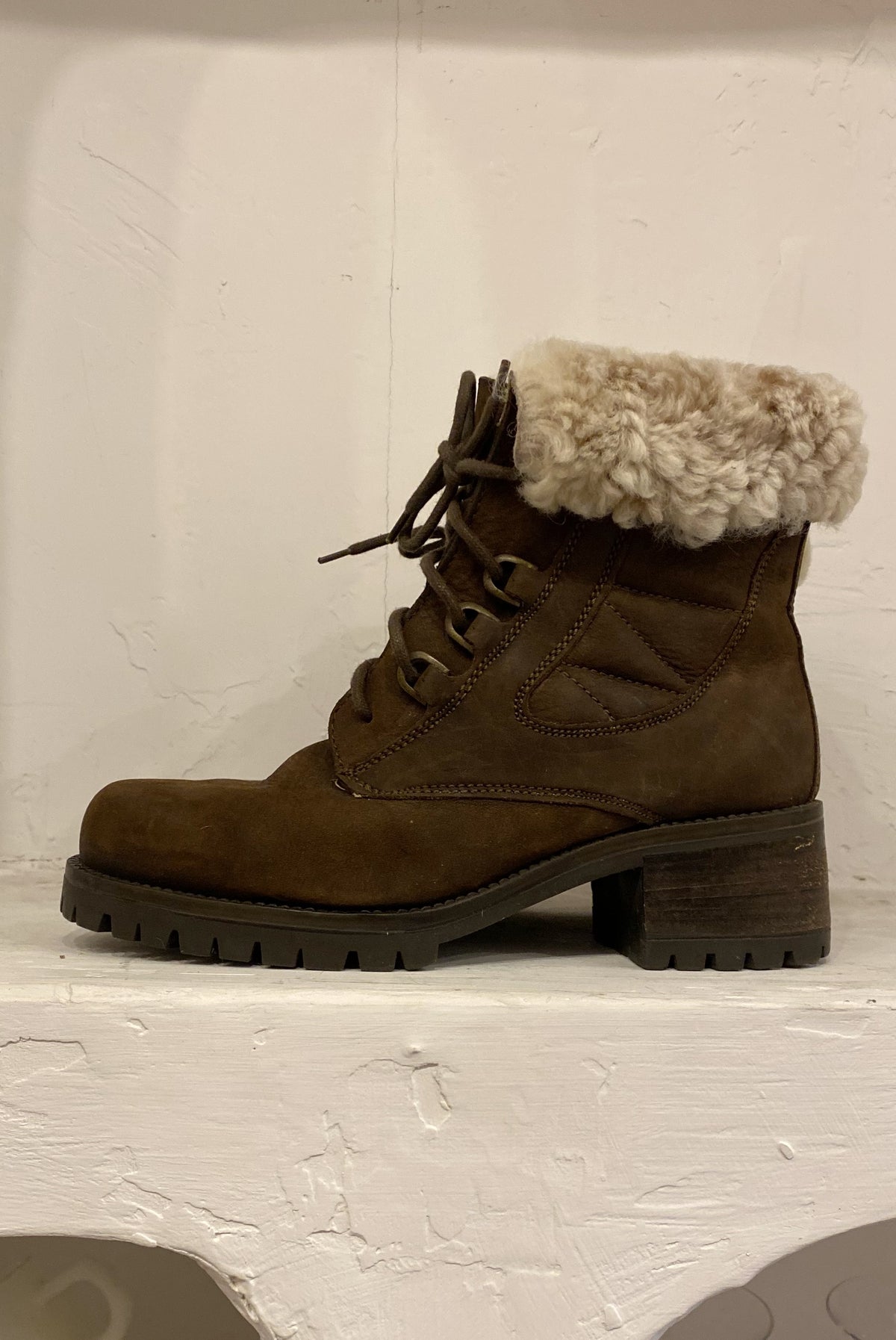 Suede Boots with Faux Fur Cuffs