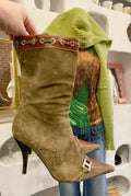 Suede Pointed Toe High Heel Boots
