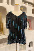 80s Silk Beaded & Sequin Blouse