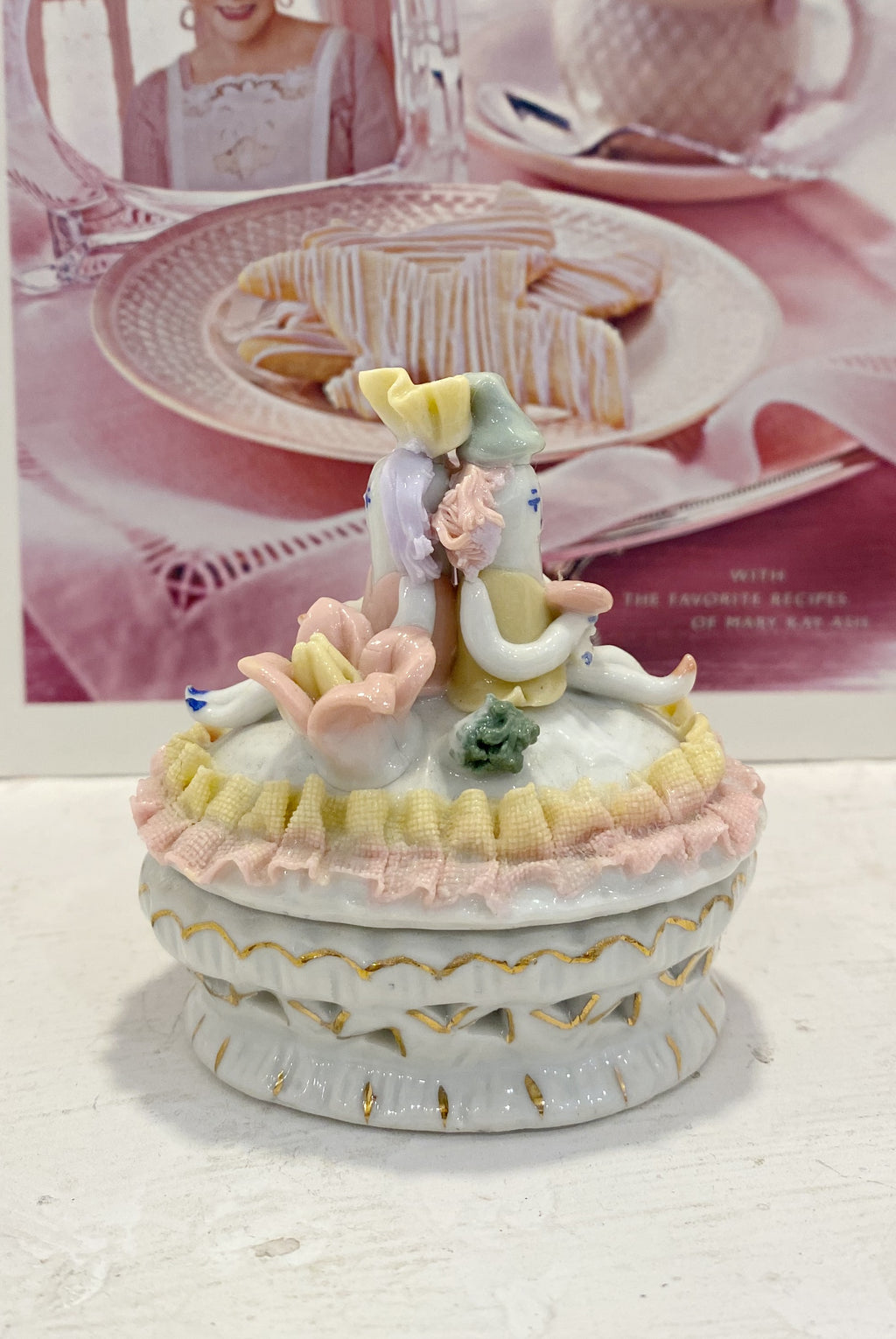 Porcelain Fairy Lidded Trinket Jar