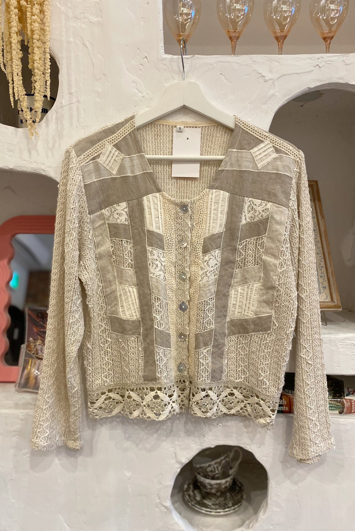 Linen & Lace Pattern Button Up