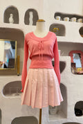 Pink Knit Boatneck Long Sleeve Top