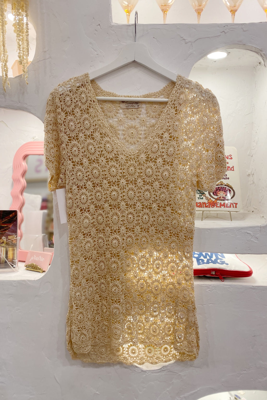 Vintage Crocheted Short Sleeve Top
