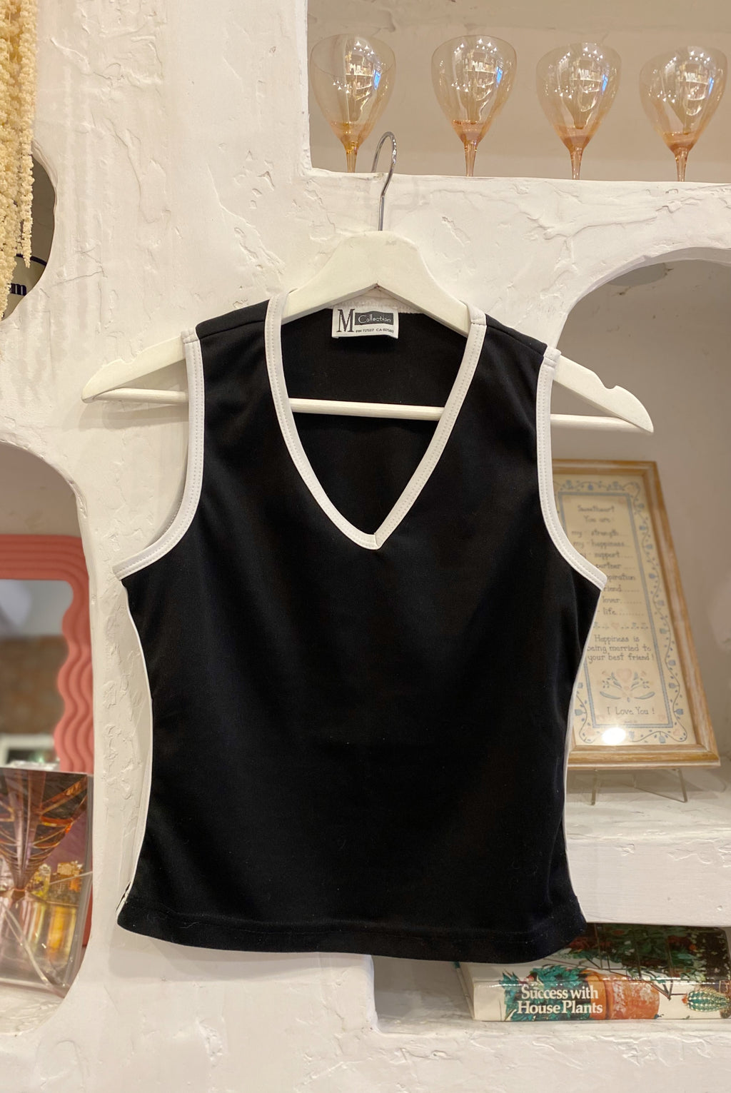 90s Black & White Striped Tank