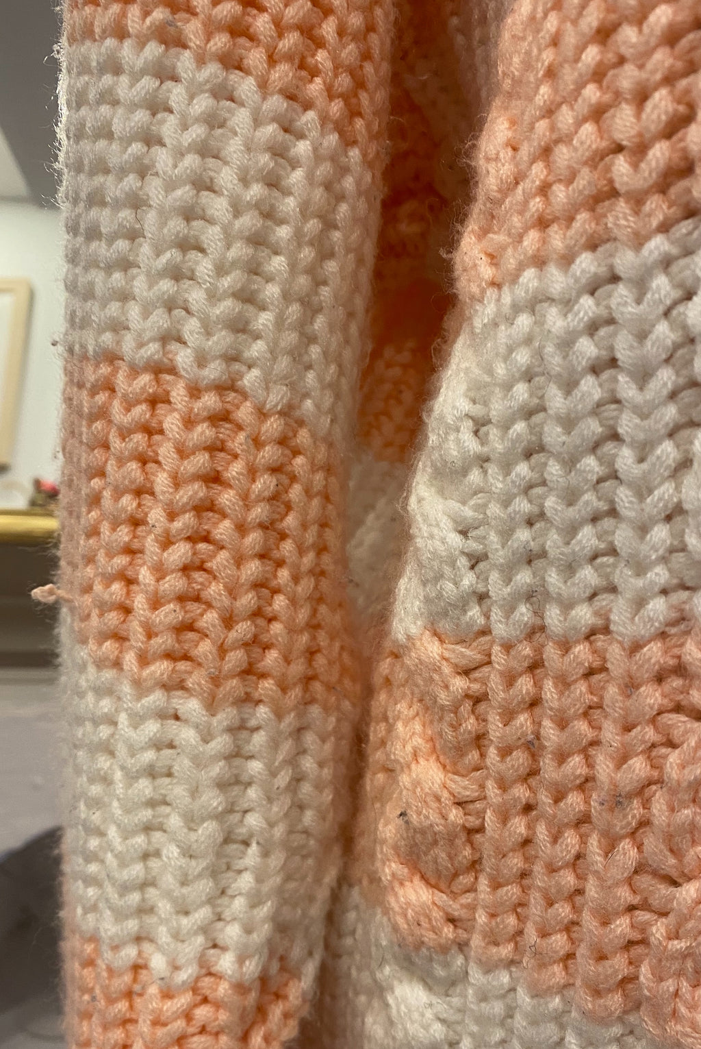 Chunky Peach & White Striped Sweater