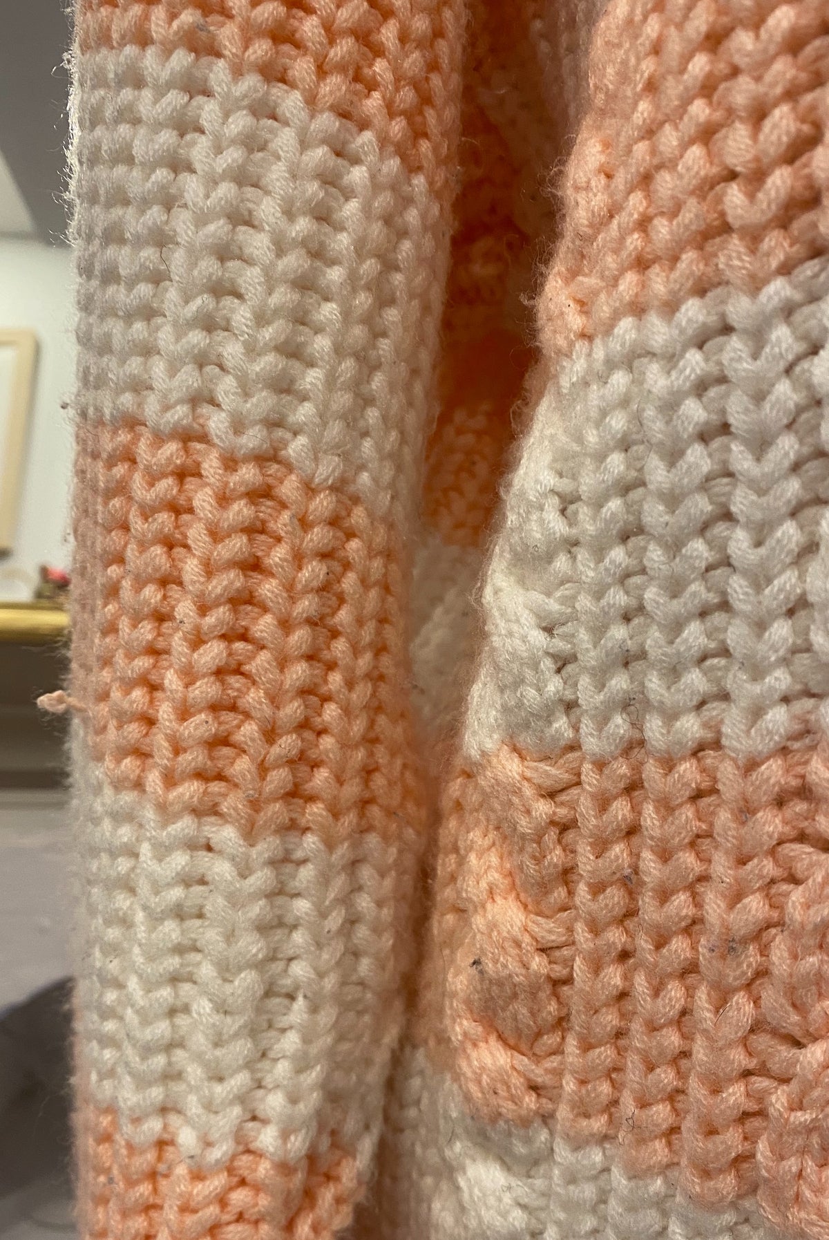 Chunky Peach & White Striped Sweater