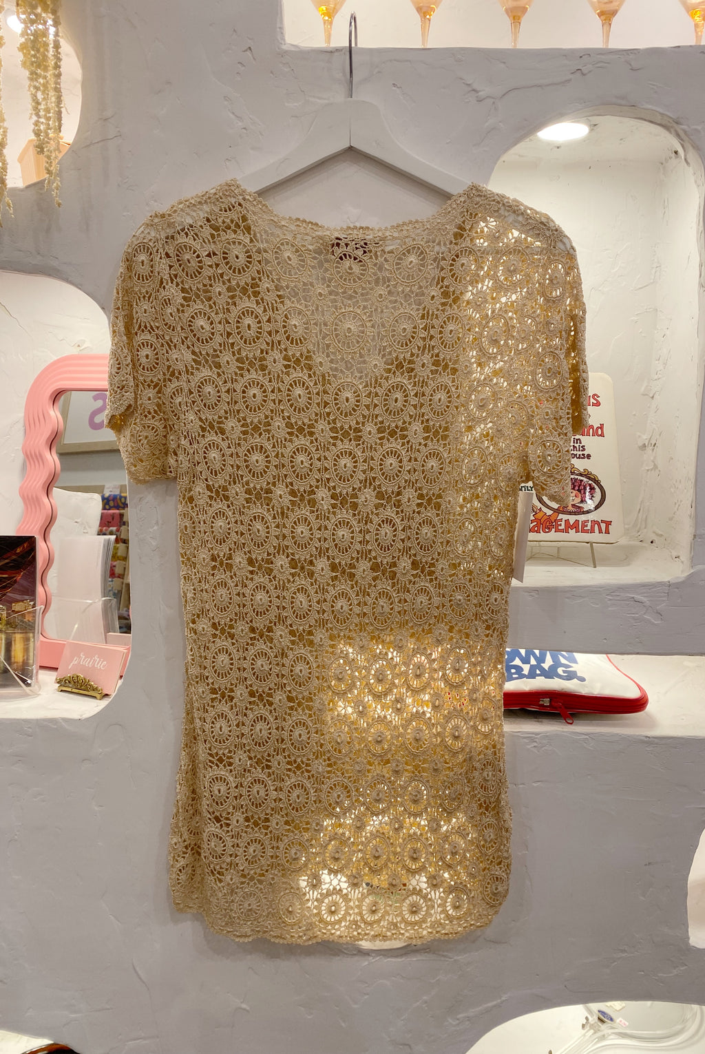 Vintage Crocheted Short Sleeve Top