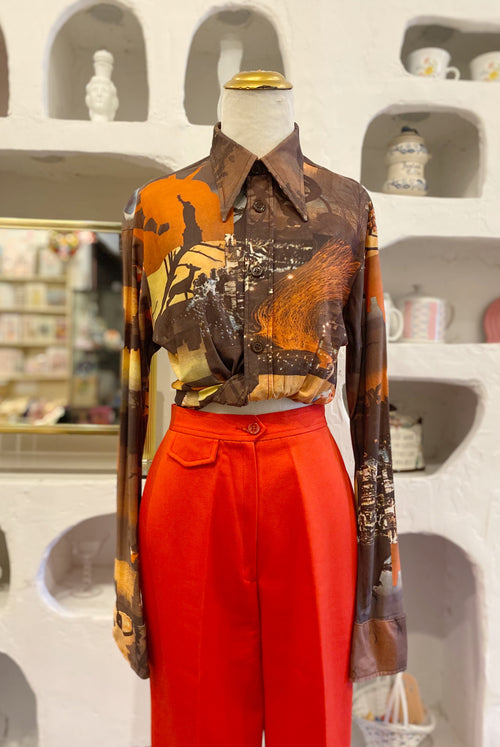 70s NYC Collage Button Up Shirt