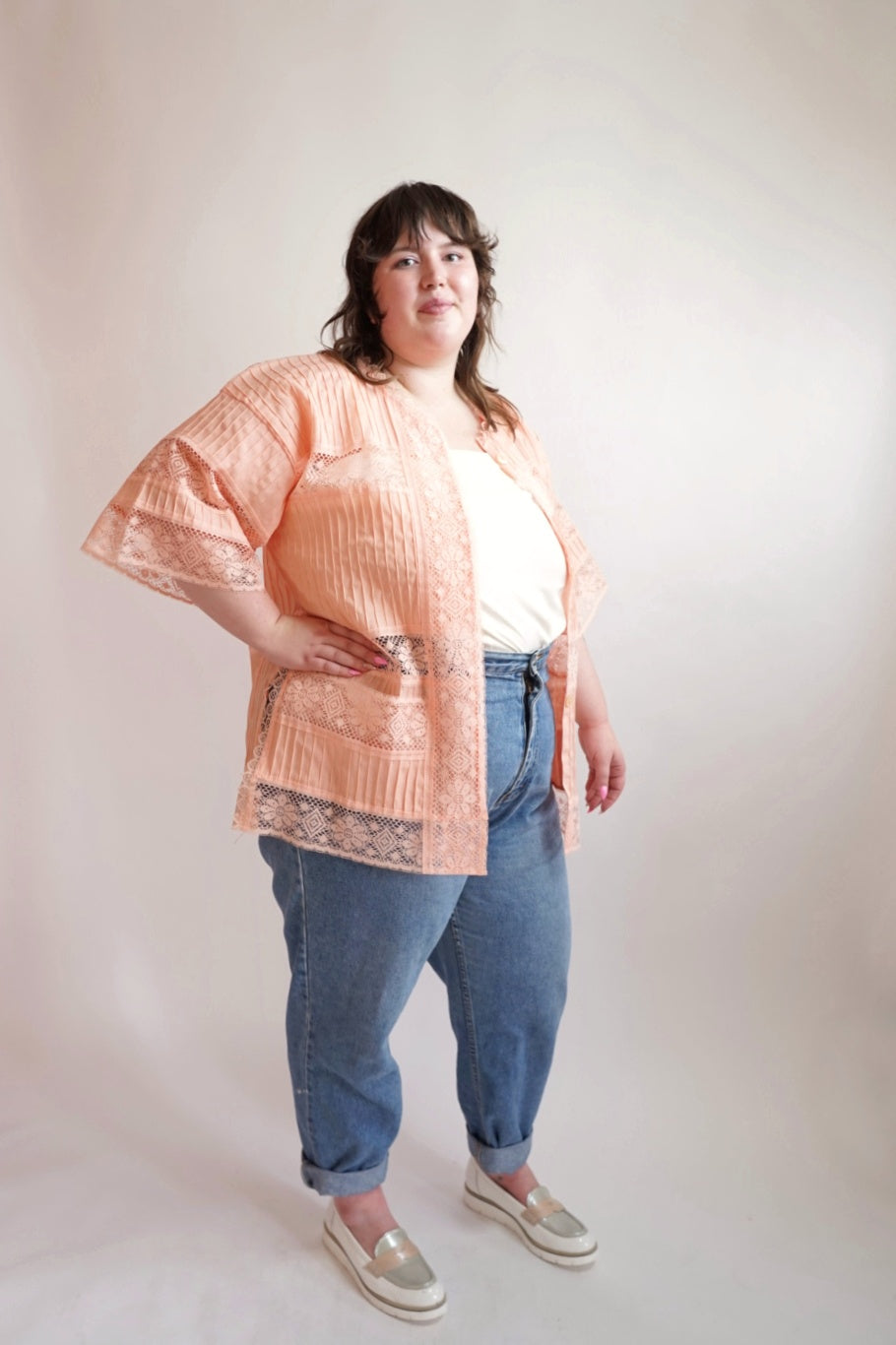 Peach Mexican Cotton Pleated Duster