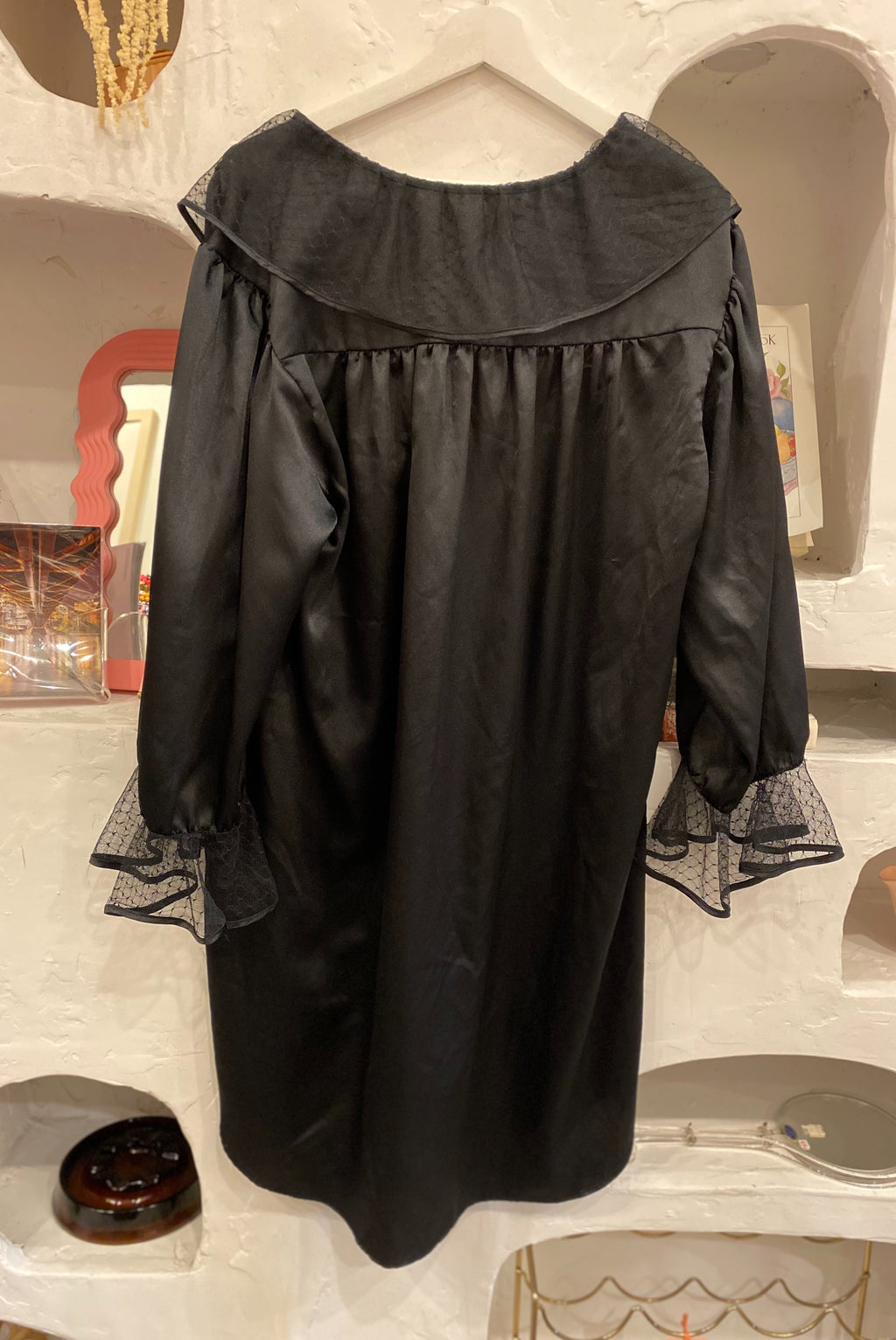 Satin Nightgown with Lace Collared
