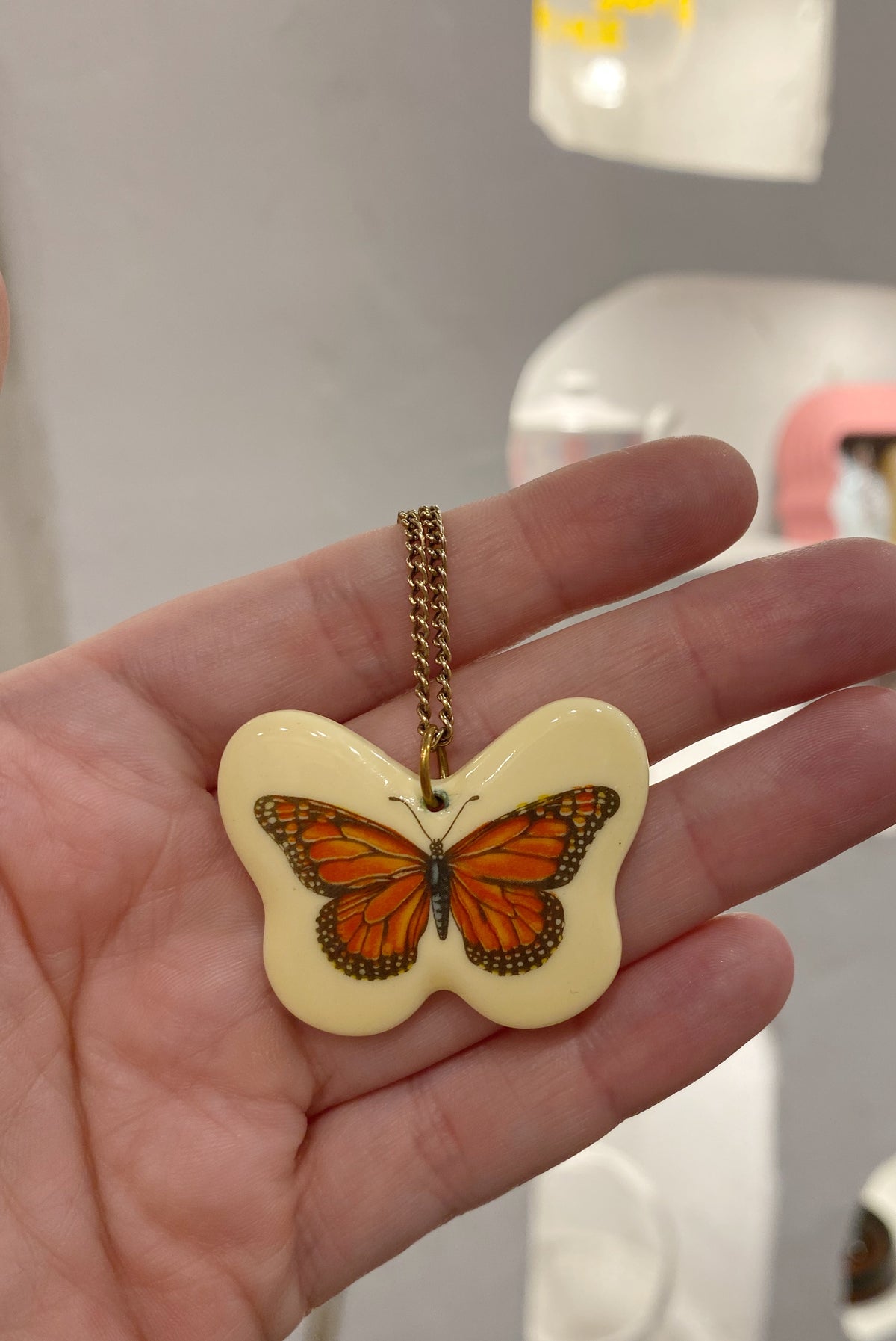 Vintage Limoges Butterfly Necklace