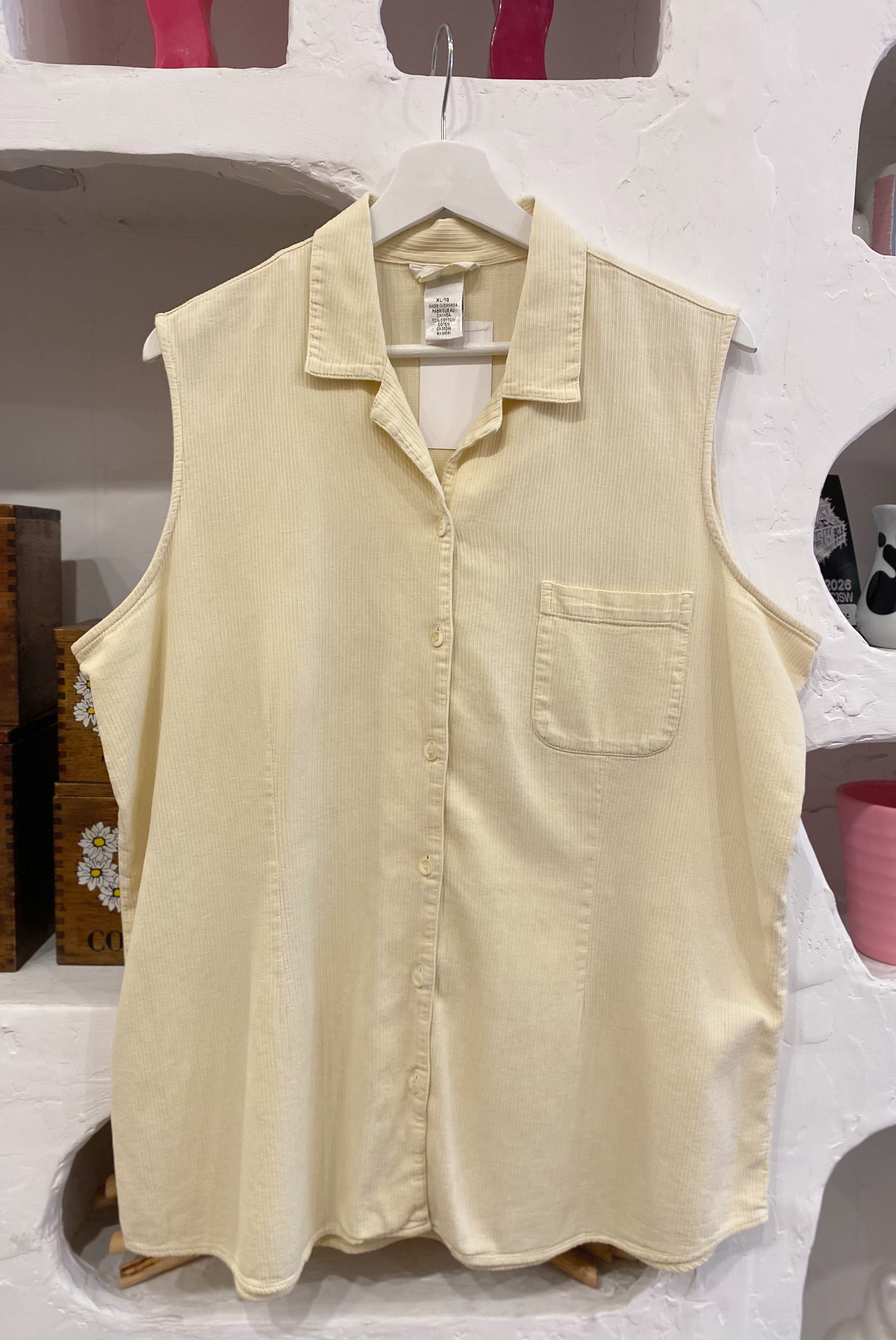 Sleeveless Button Up