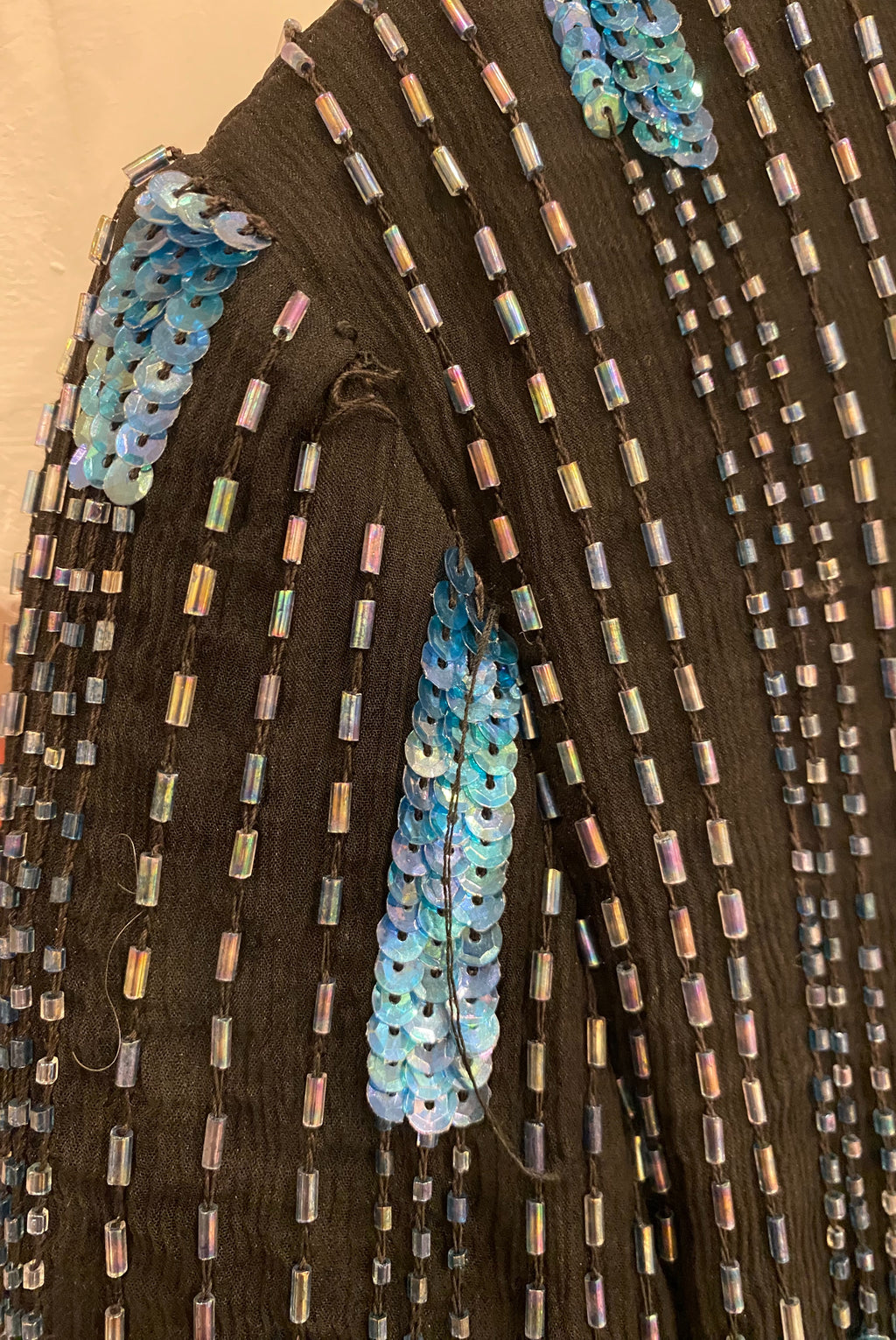 80s Silk Beaded & Sequin Blouse