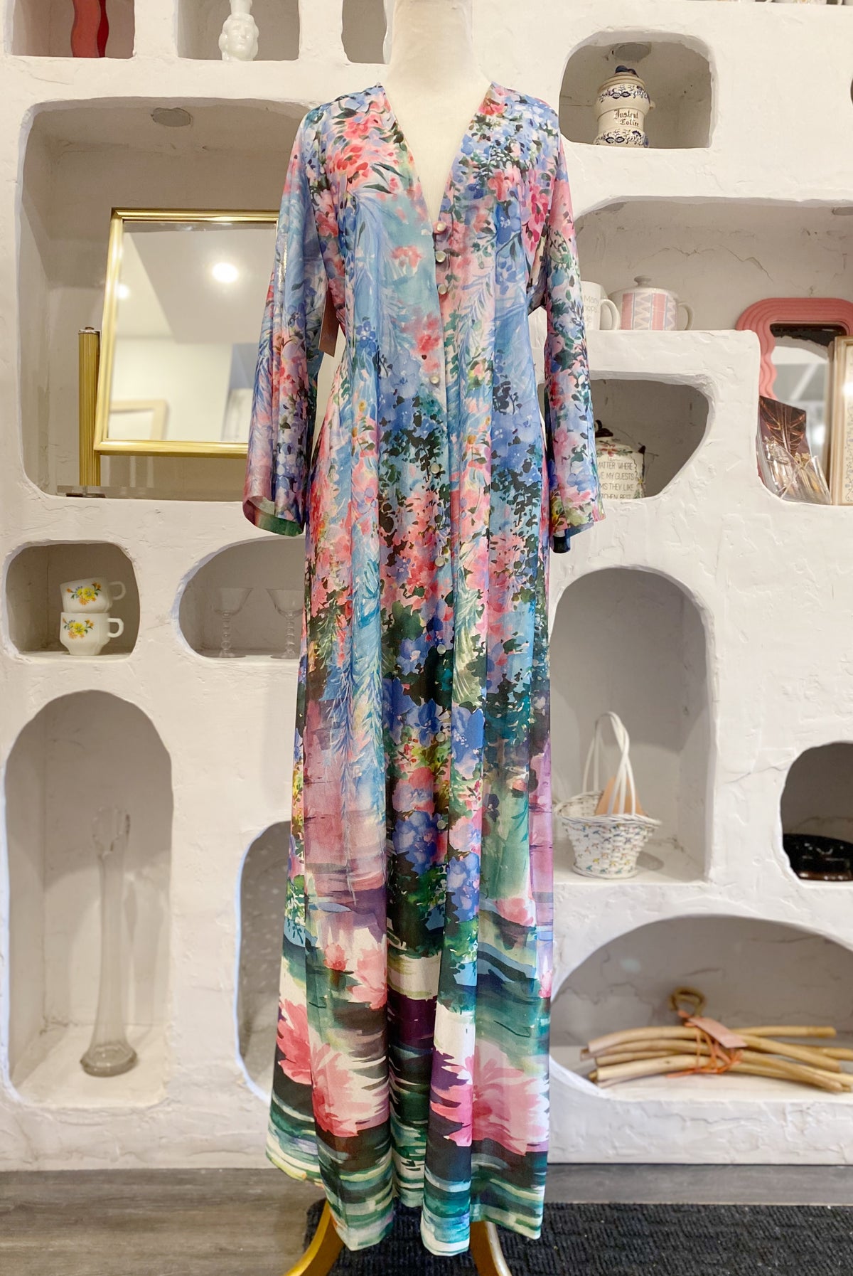 70s Floral Watercolour Hostess Dress