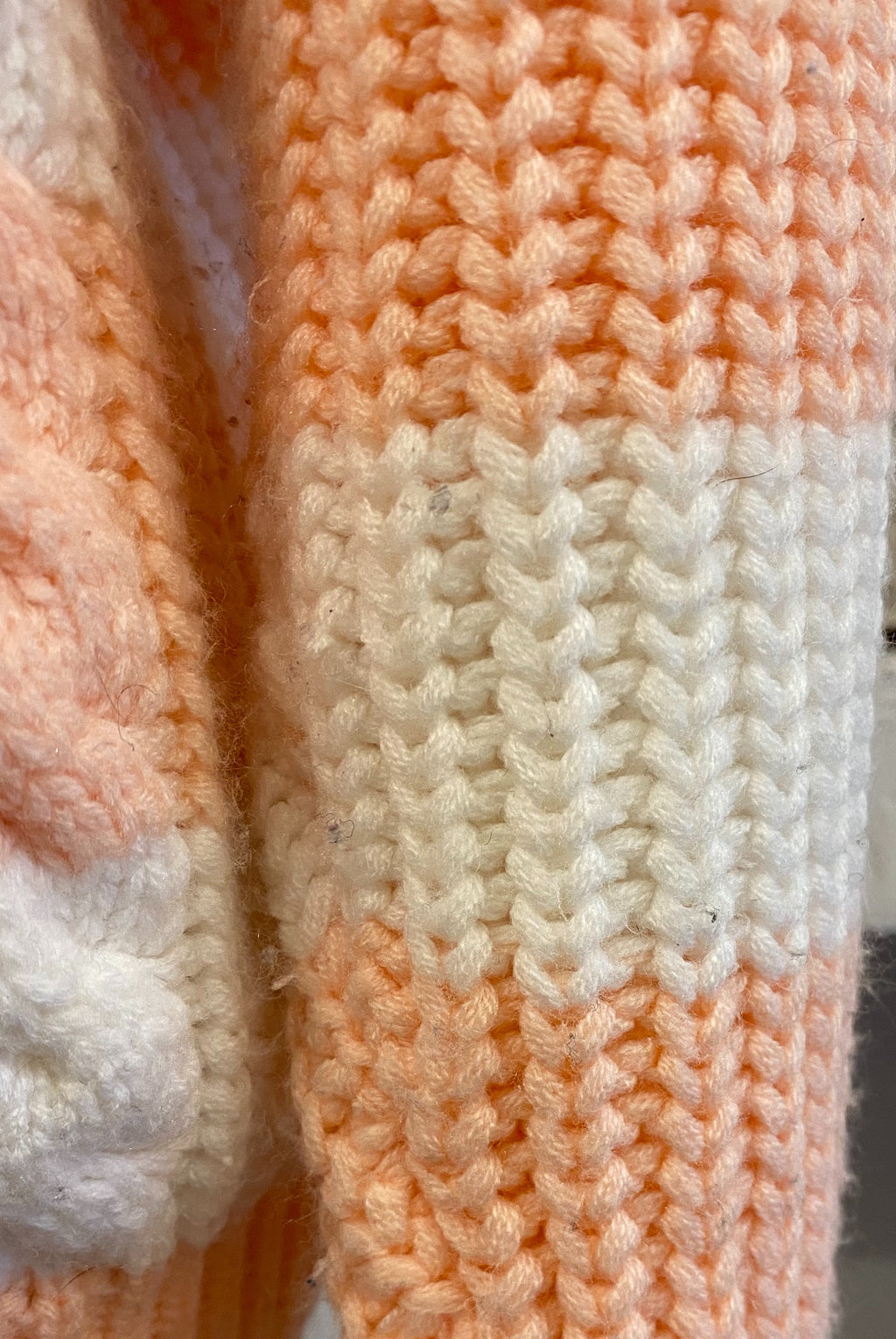 Chunky Peach & White Striped Sweater