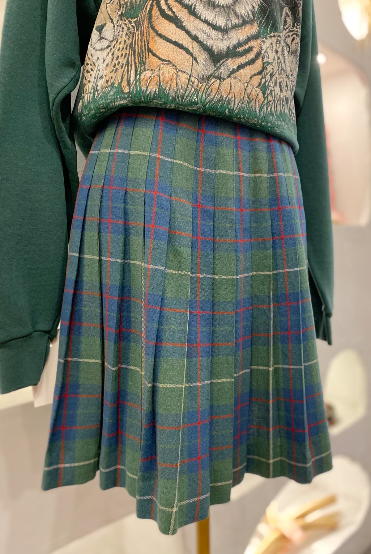 Vintage Tartan Pleated Wool Skirt