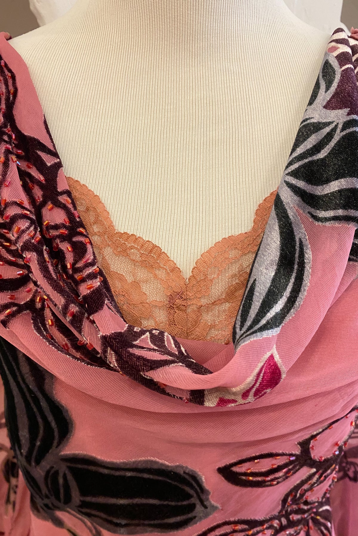 Y2K Mesh & Velvet Floral Blouse