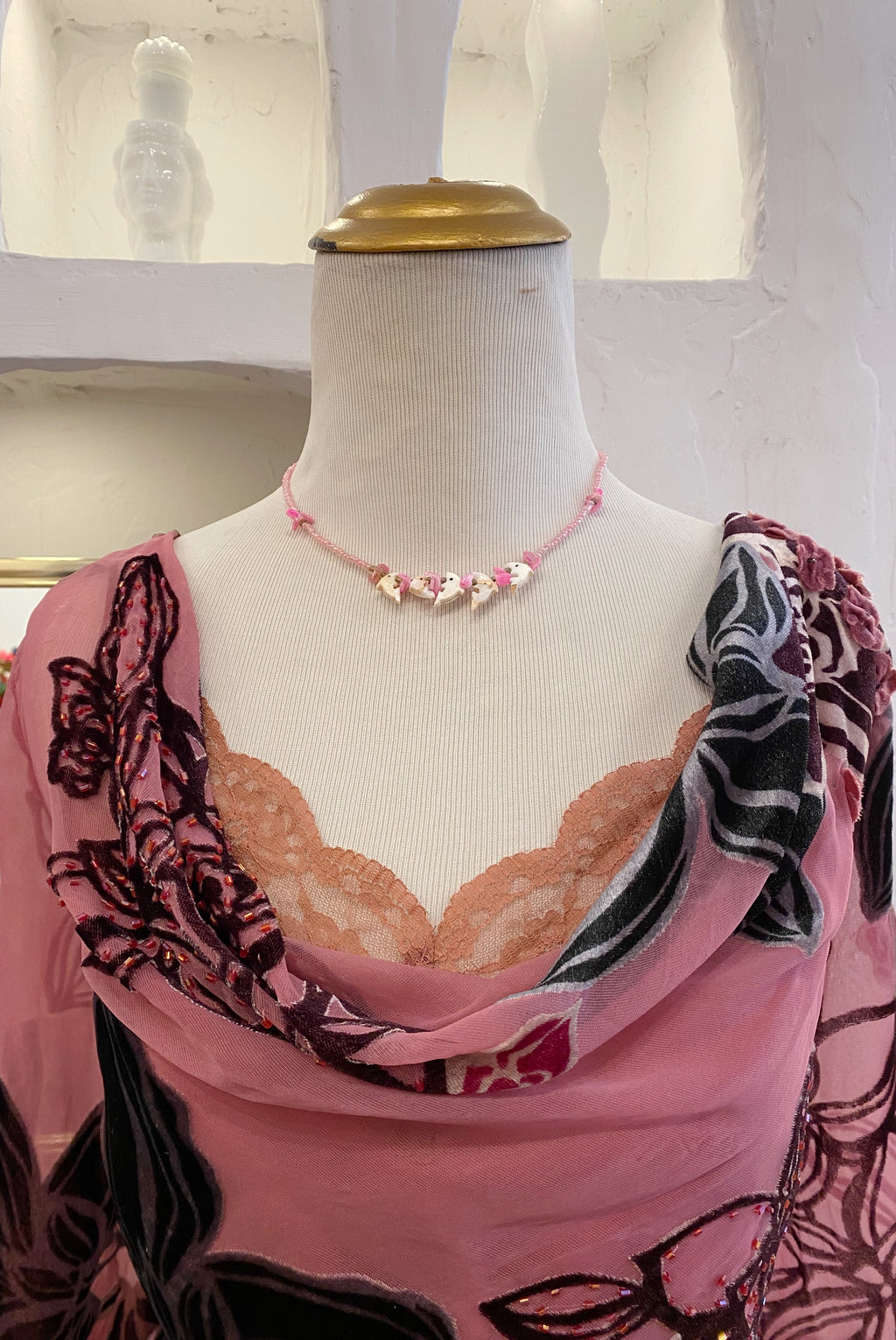 Pink Beaded Dolphin Choker Necklace