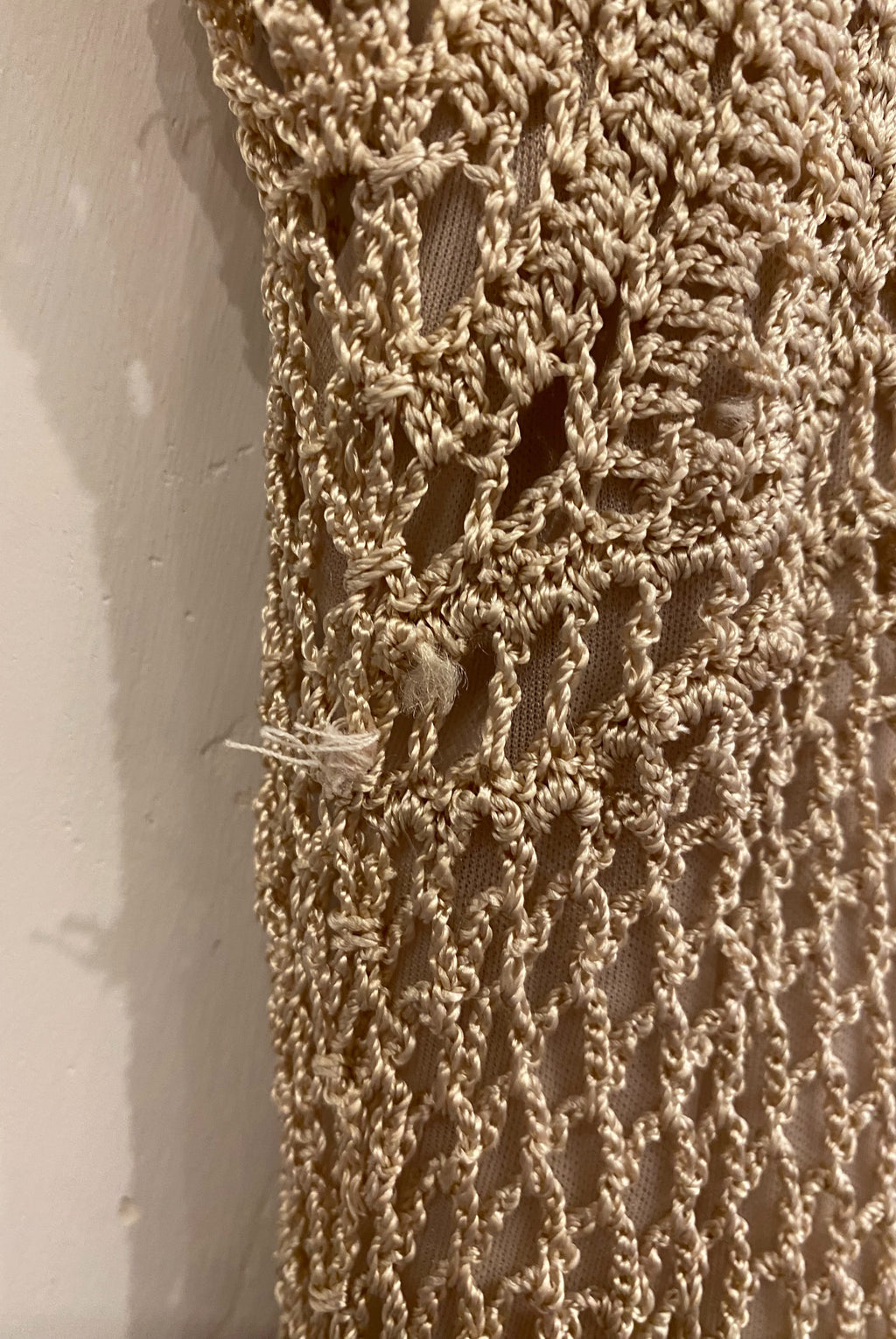 Y2K Beige Lined Crochet Tank Top