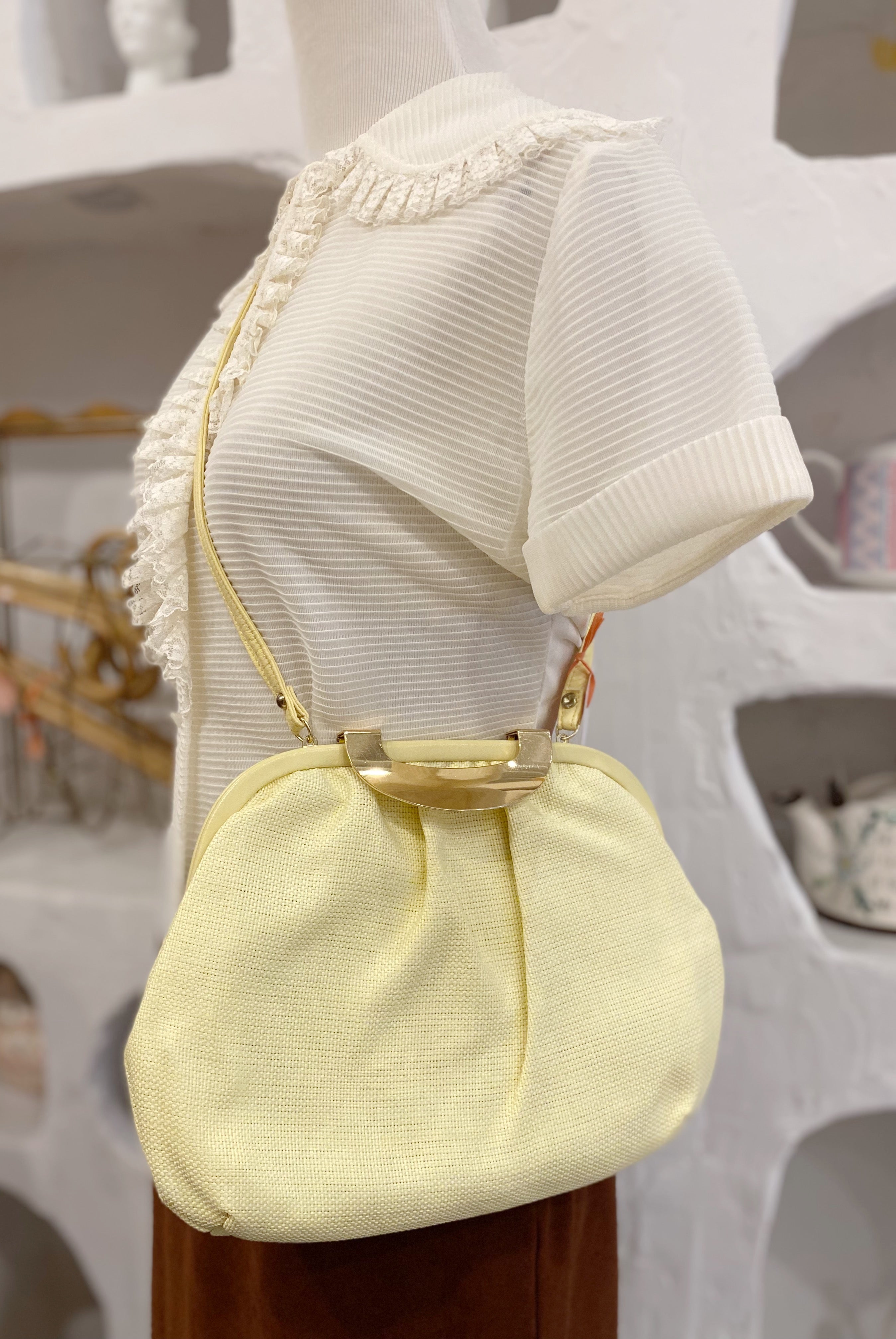 Retro Butter Yellow Shoulder Purse