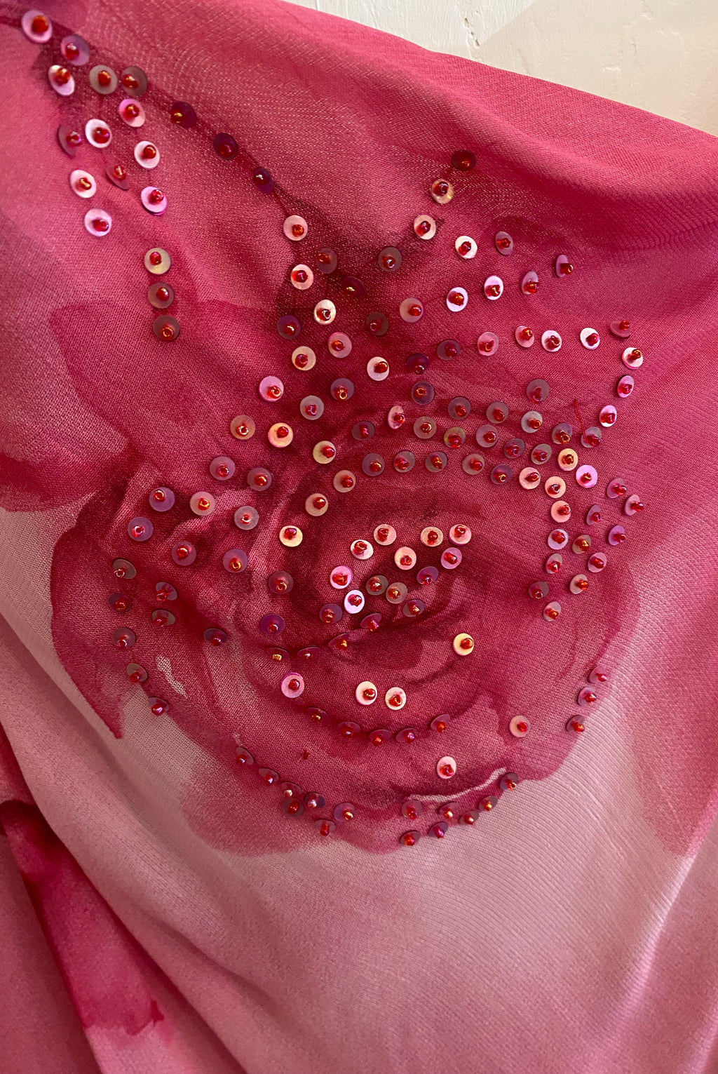 Pink Floral Asymmetrical Beaded Dress