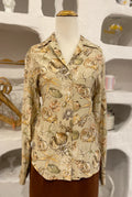 Vintage Tan Seashell Pattern Button Up