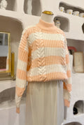 Chunky Peach & White Striped Sweater