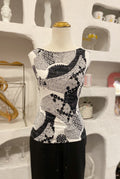 Y2K Black & White Pattern Tank Top