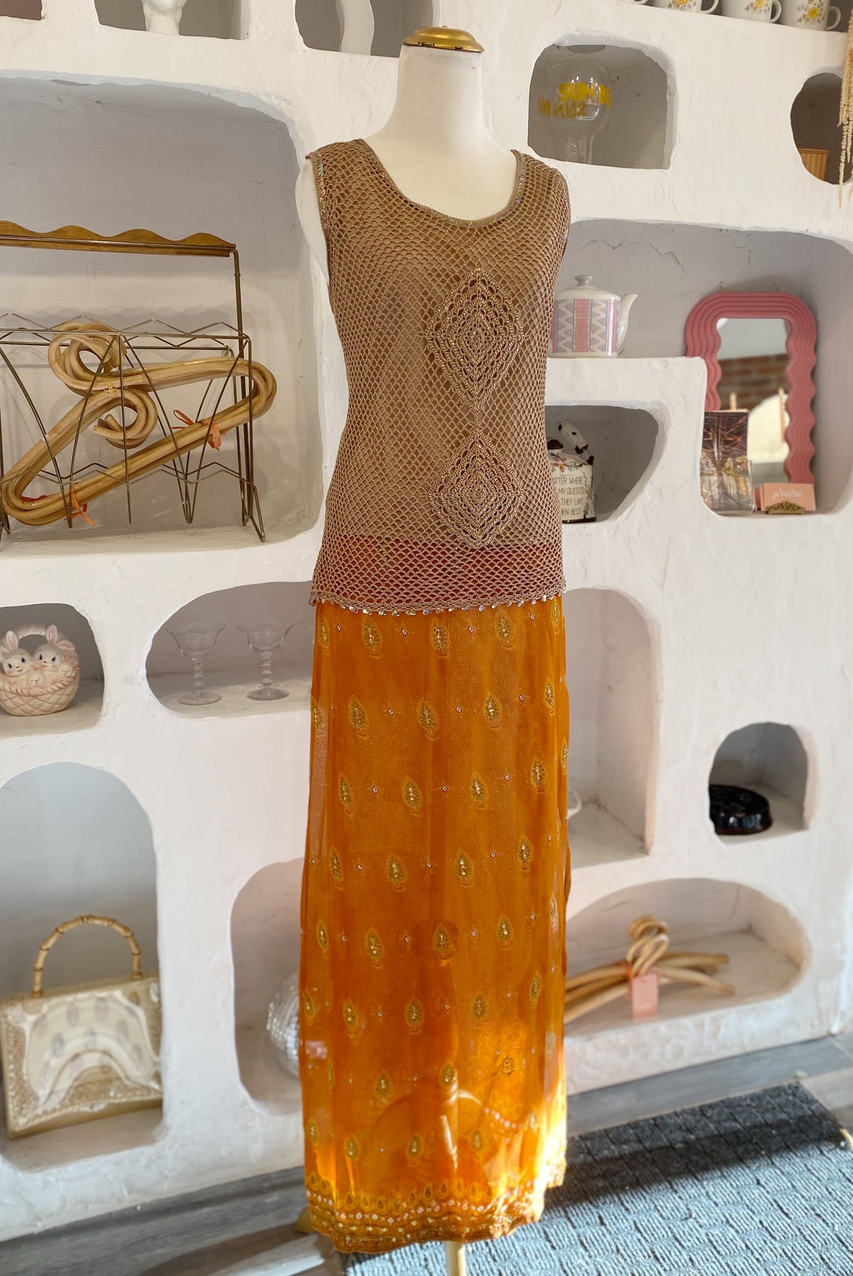 90s Sari Mesh Wrap Skirt