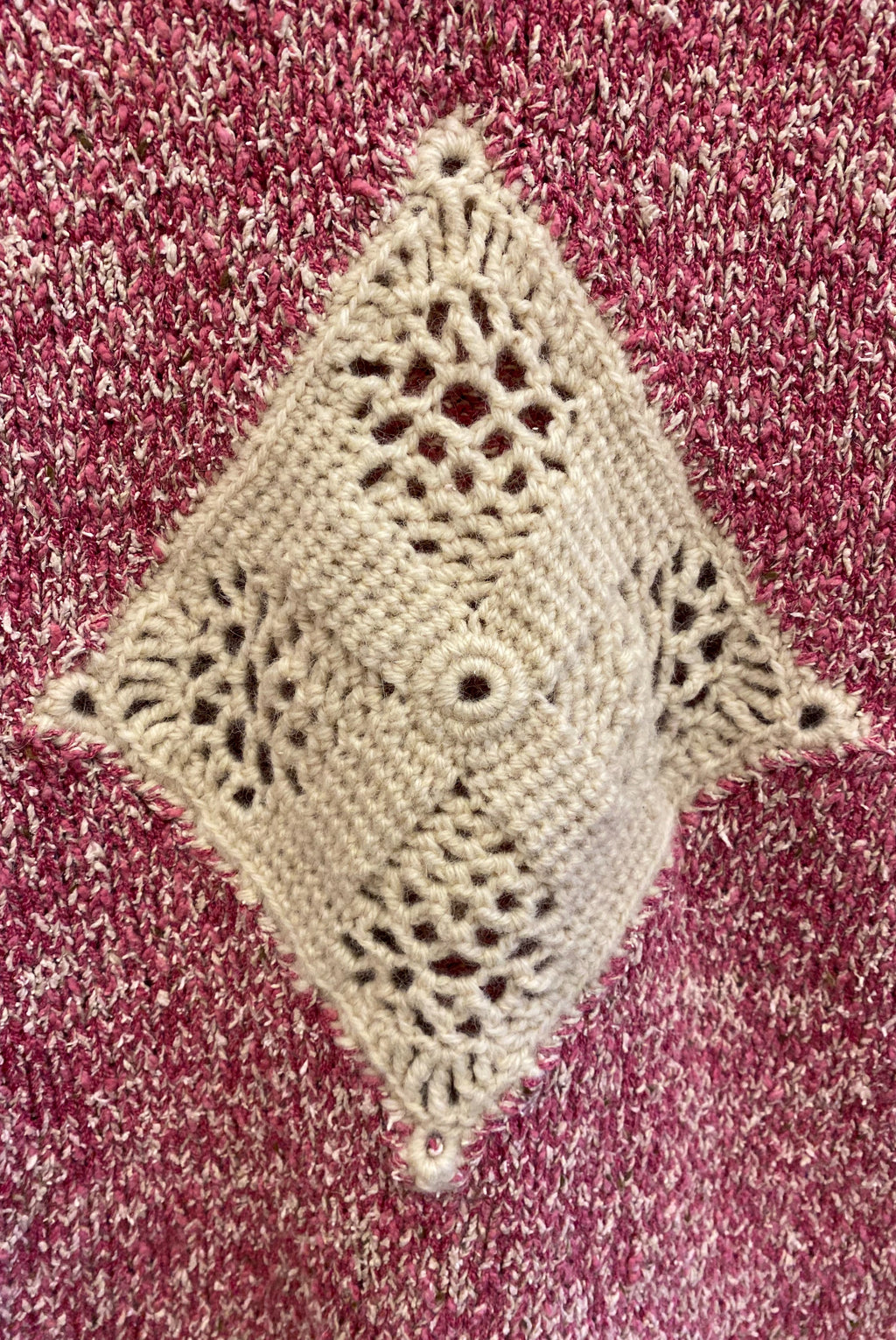 Hand Knit Raspberry & Cream Sweater