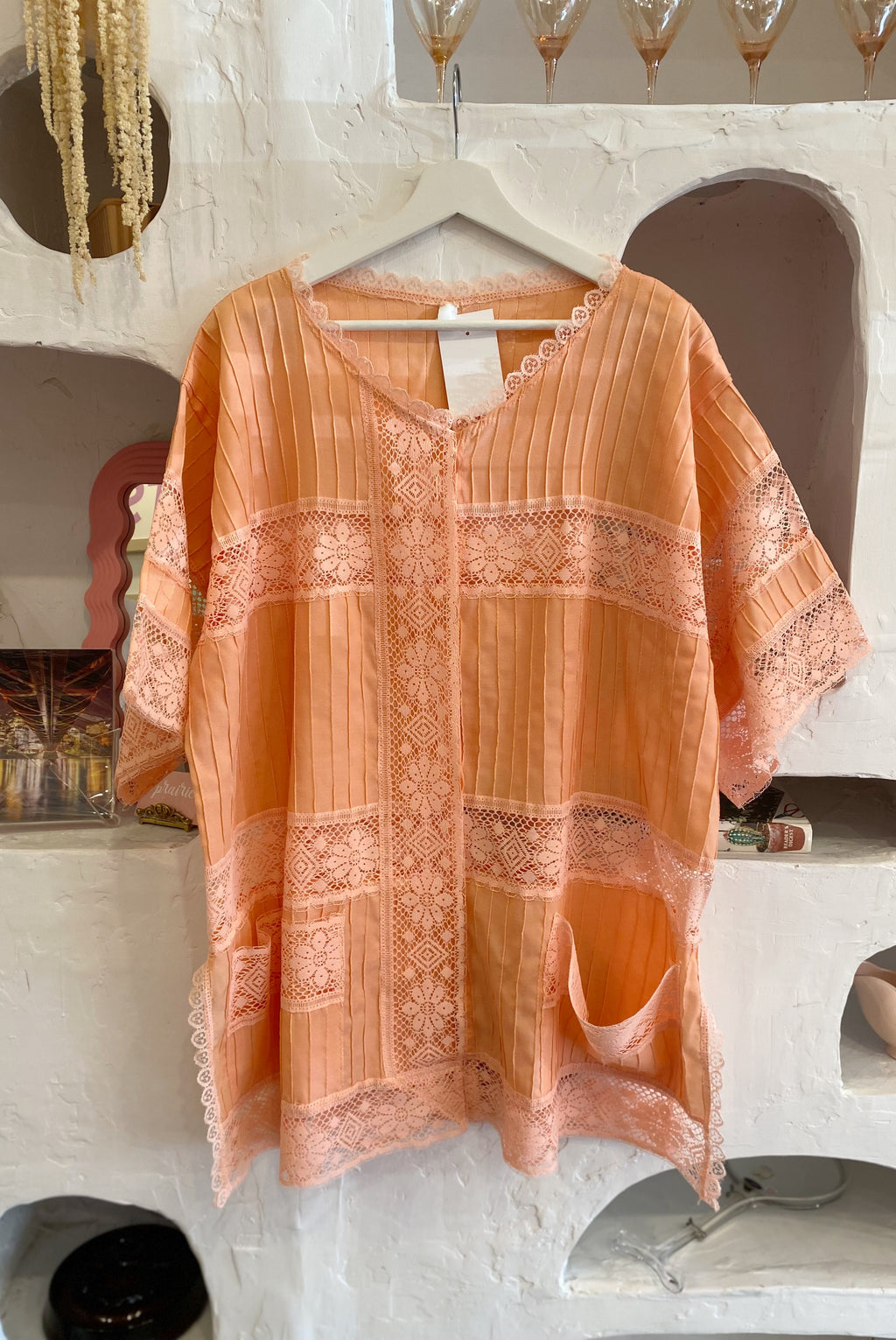 Peach Mexican Cotton Pleated Duster