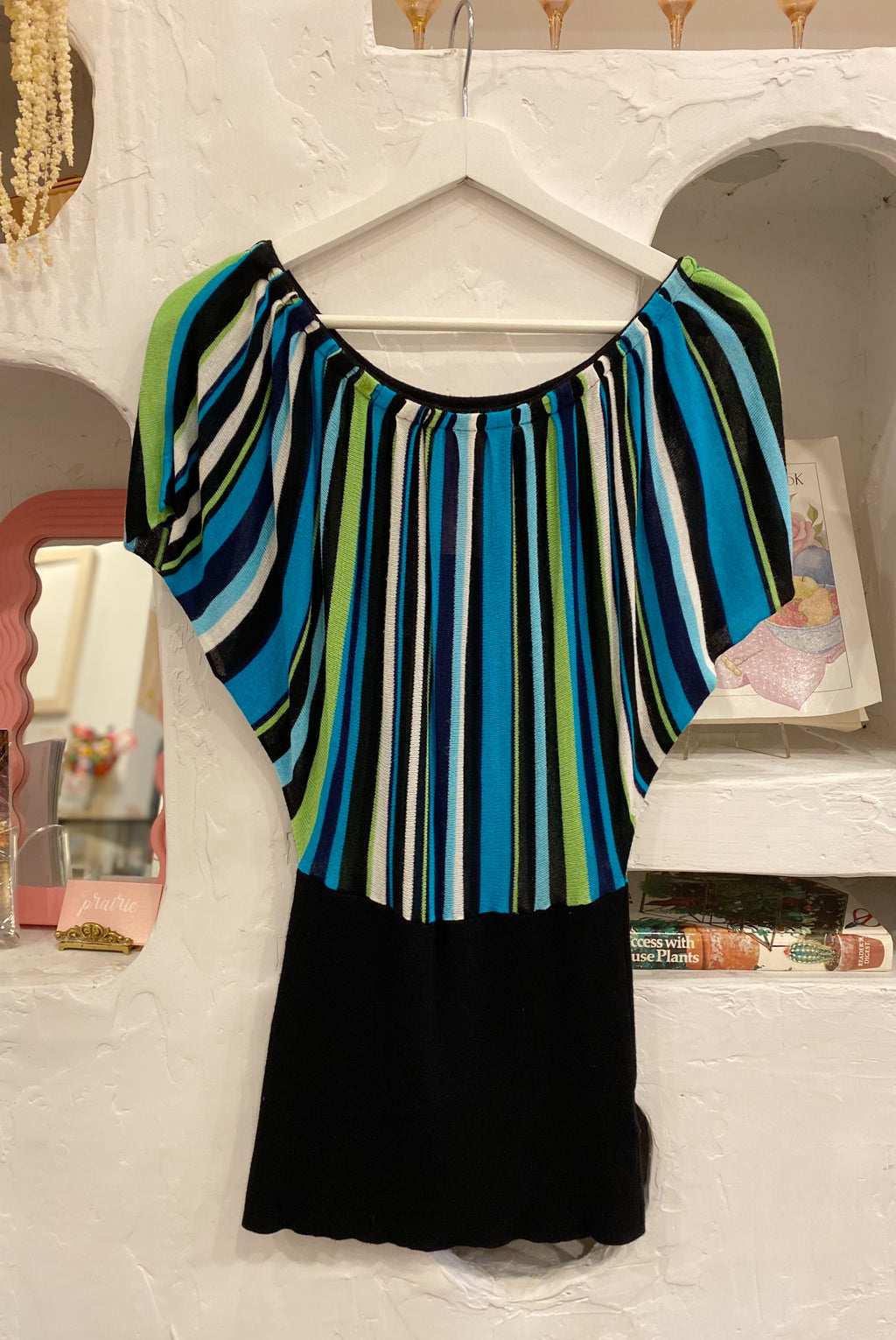 Y2K Striped Knit Top with Cinched Waist