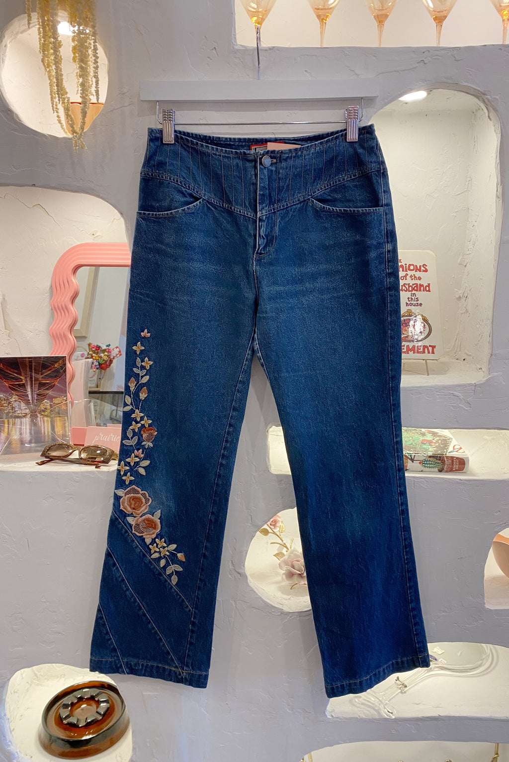 Y2K Floral Embellished Dark Wash Jeans
