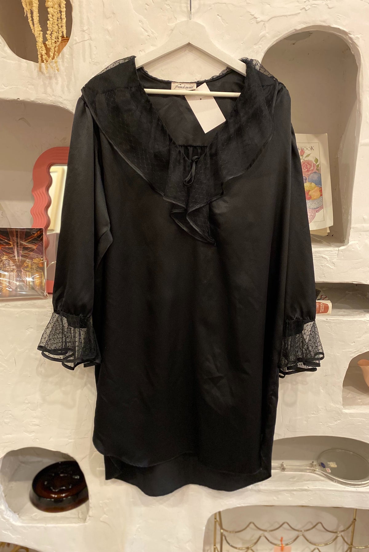 Satin Nightgown with Lace Collared