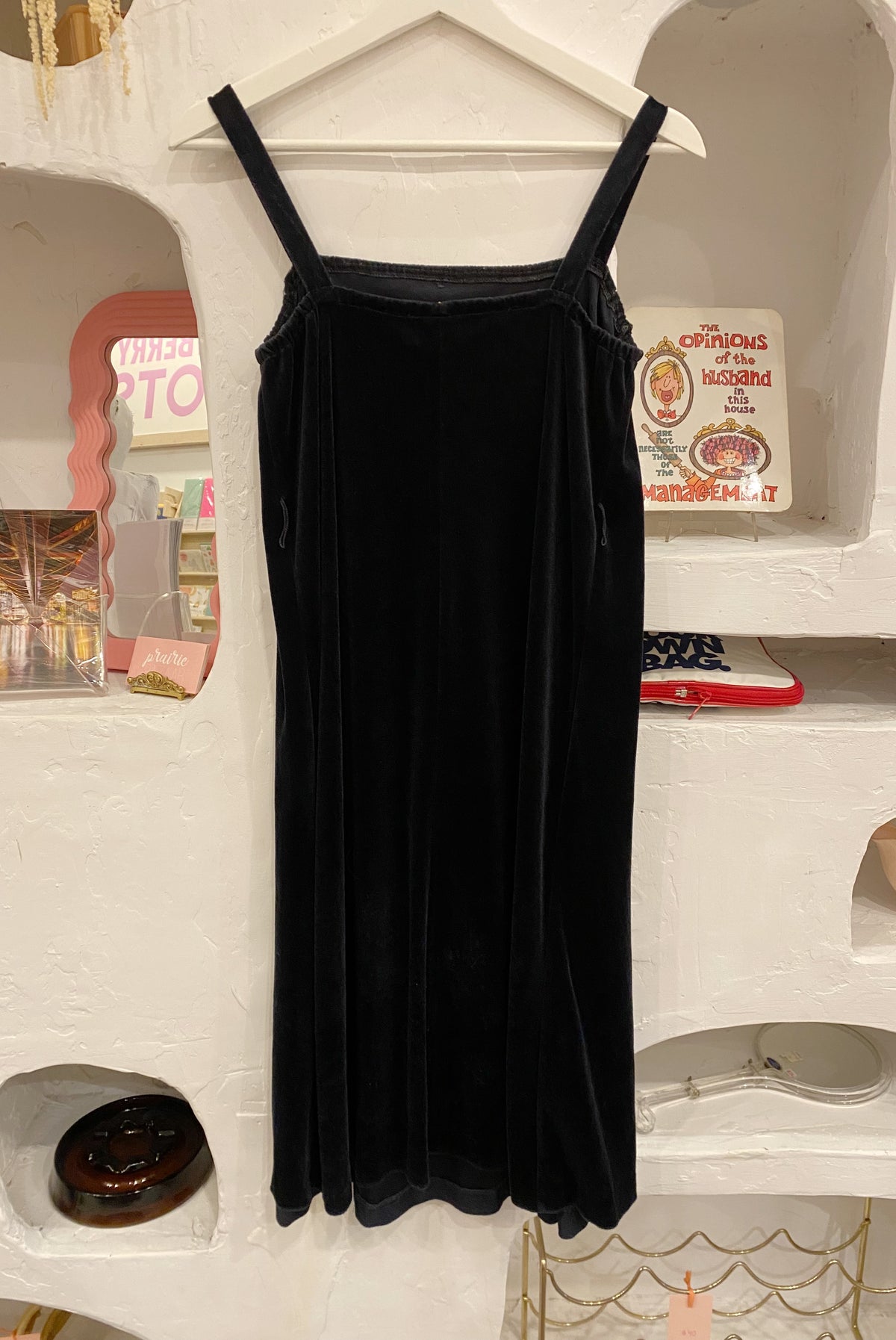 Vintage Black Velvet Midi Dress