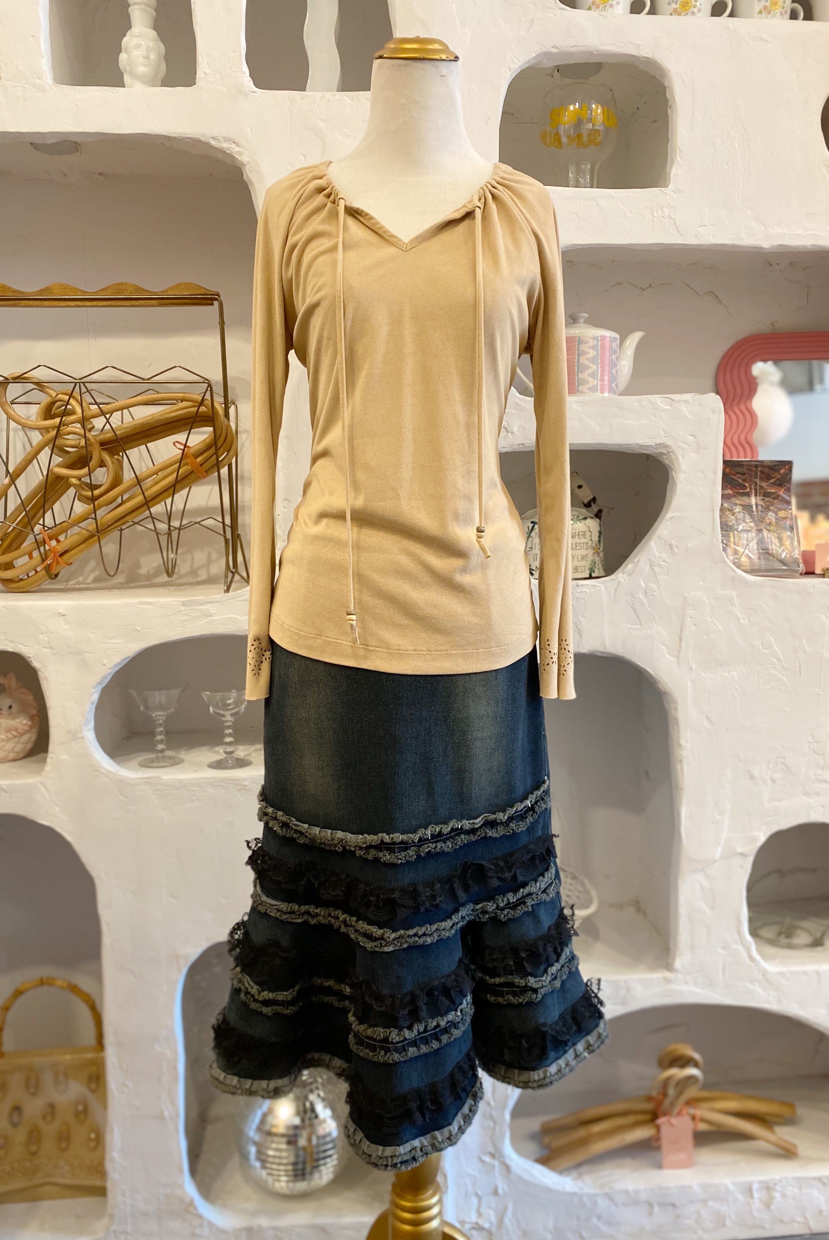 Faux Suede Blouse